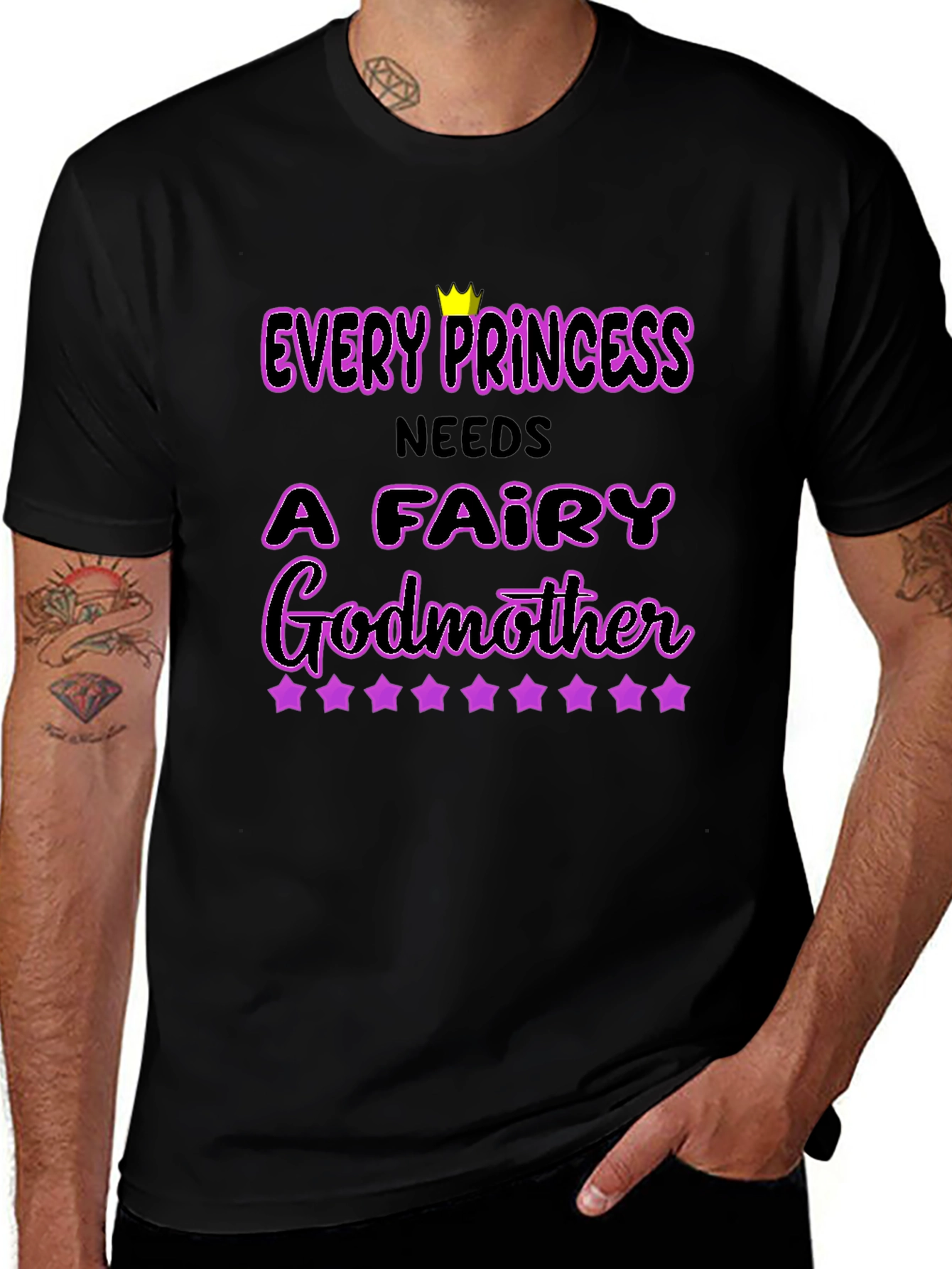 Every Princess Needs a Fairy Godmother Black T-Shirt