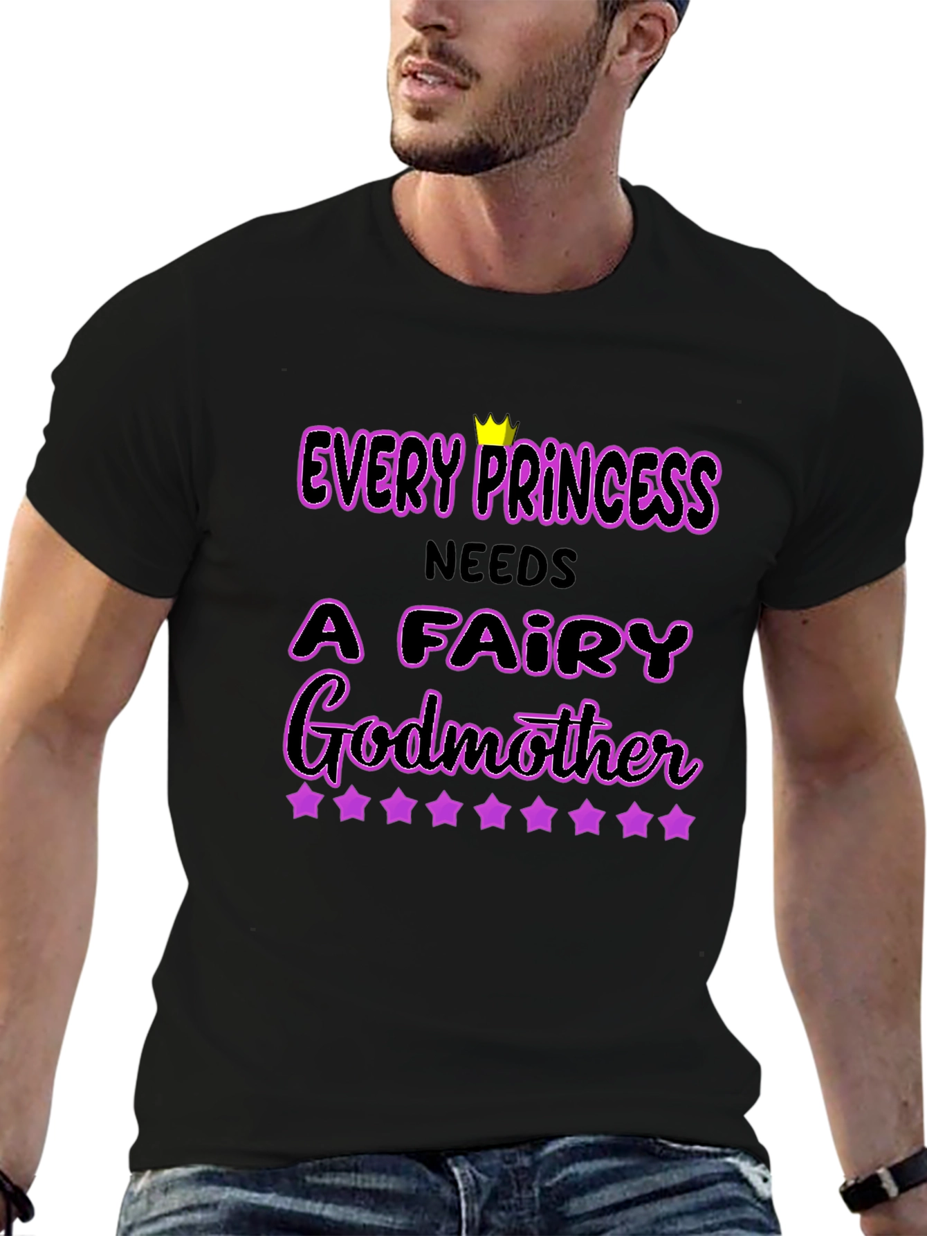 Every Princess Needs a Fairy Godmother Black T-Shirt