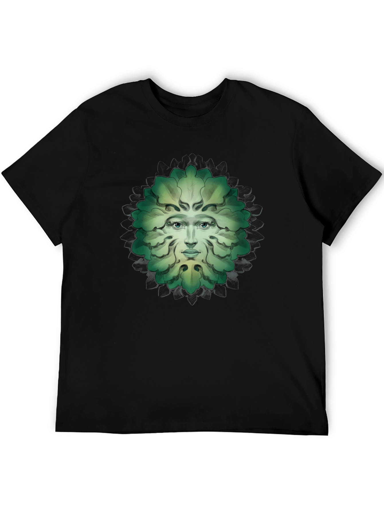 Green Man Face Graphic Tee - Nature Inspired T-Shirt