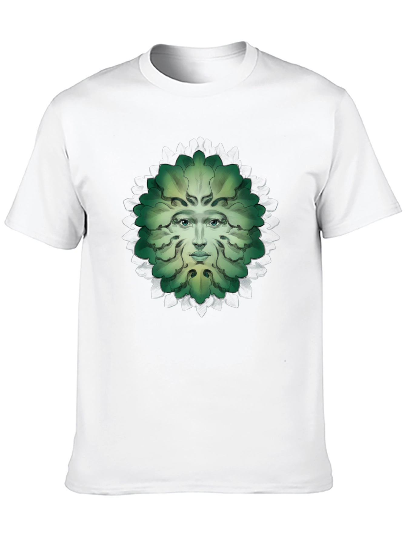 Green Man Face Graphic Tee - Nature Inspired T-Shirt
