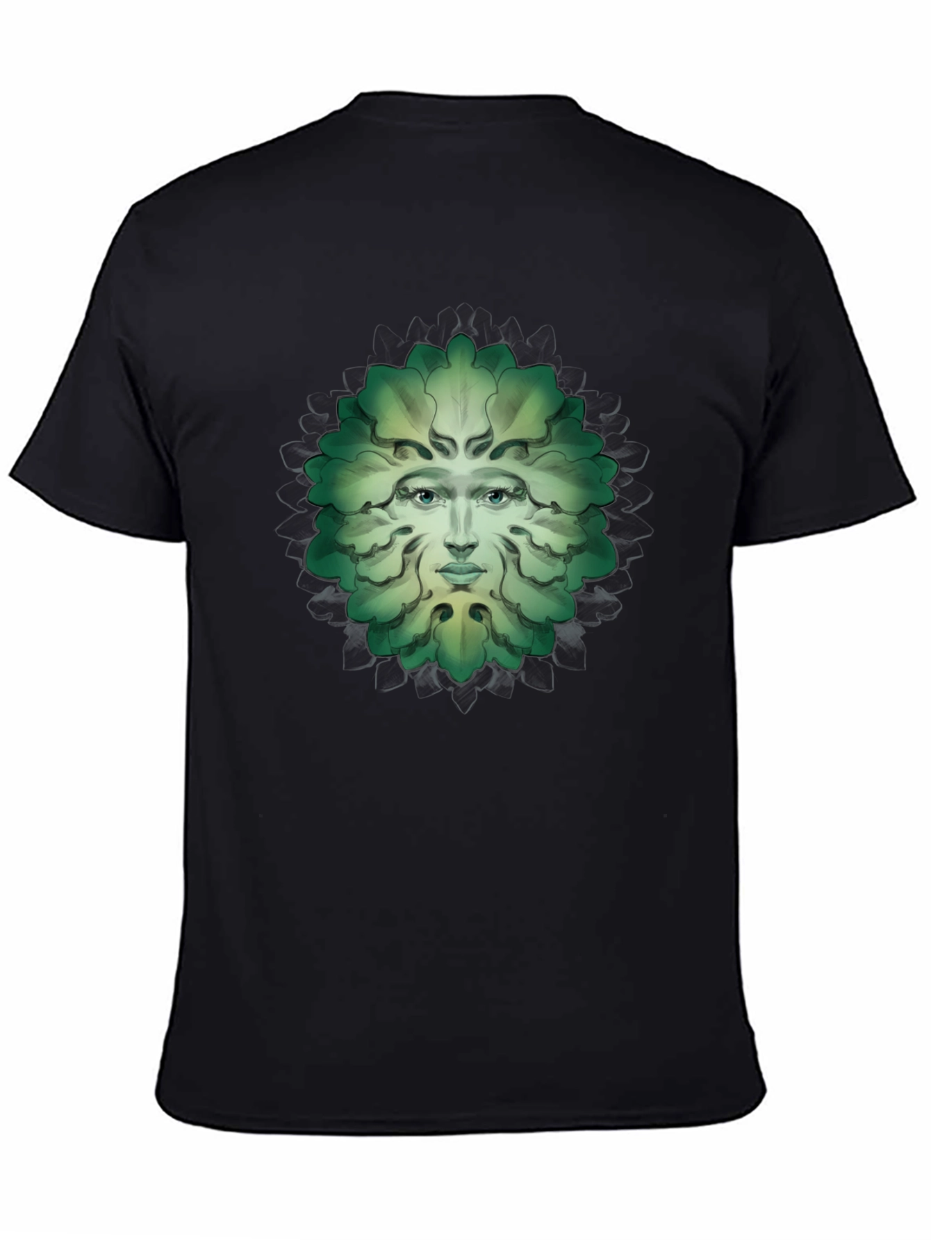 Green Man Face Graphic Tee - Nature Inspired T-Shirt