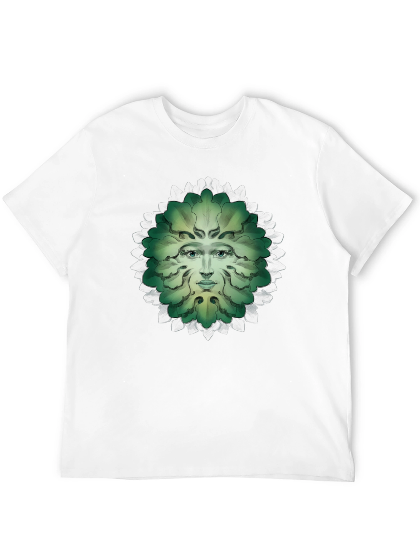 Green Man Face Graphic Tee - Nature Inspired T-Shirt