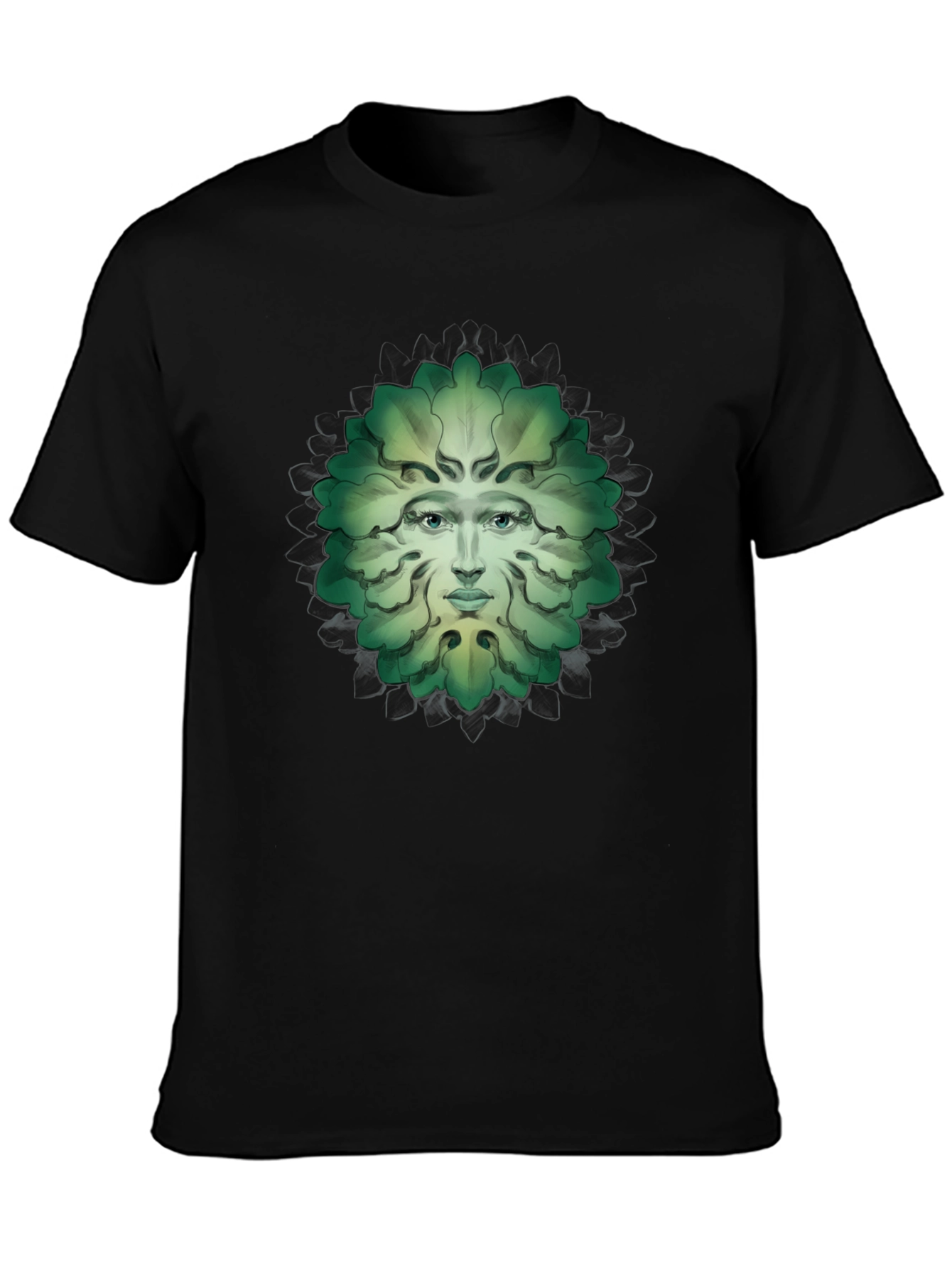 Green Man Face Graphic Tee - Nature Inspired T-Shirt