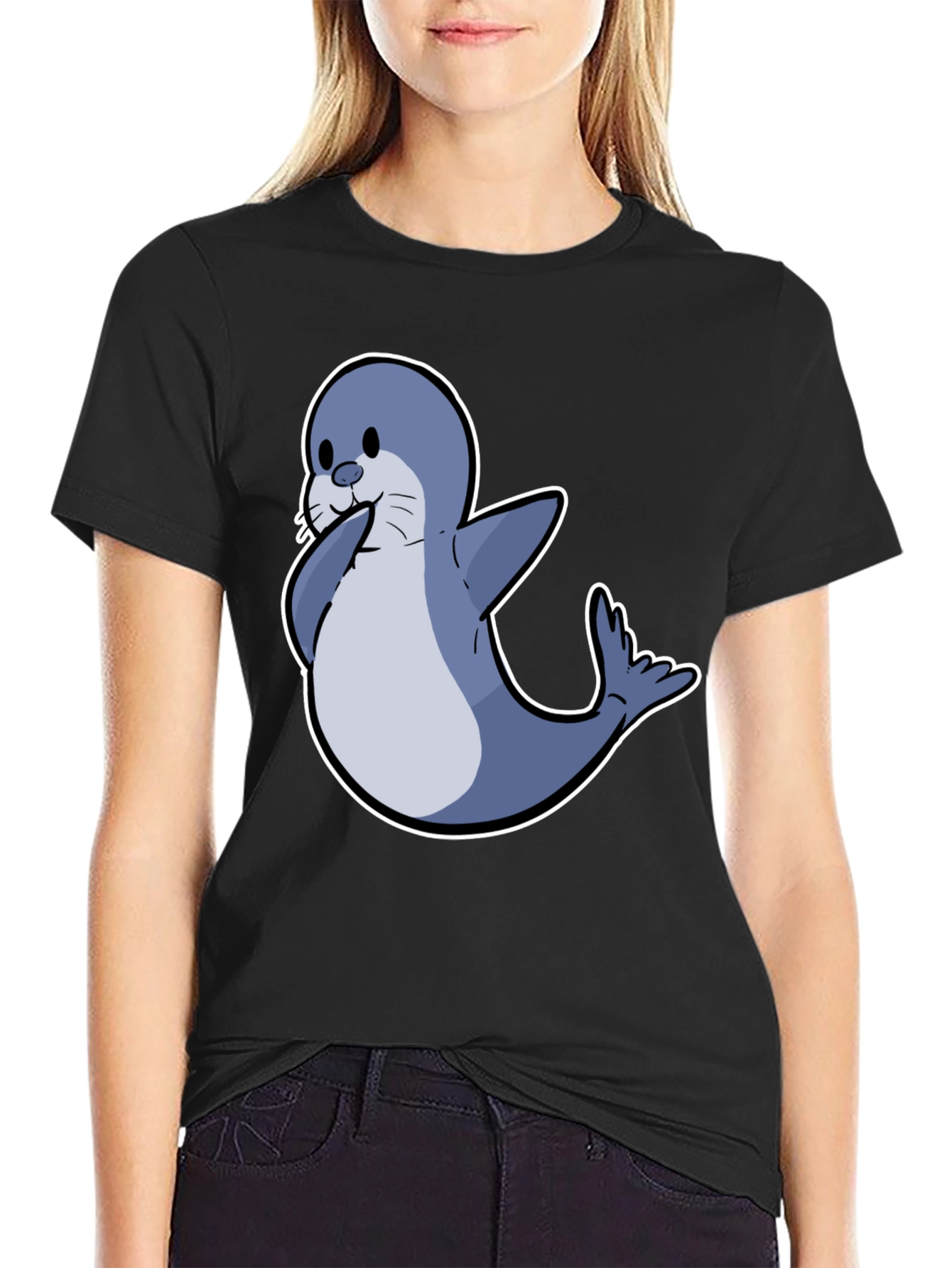 Seal Cartoon Graphic Tee - Cute Animal Shirt