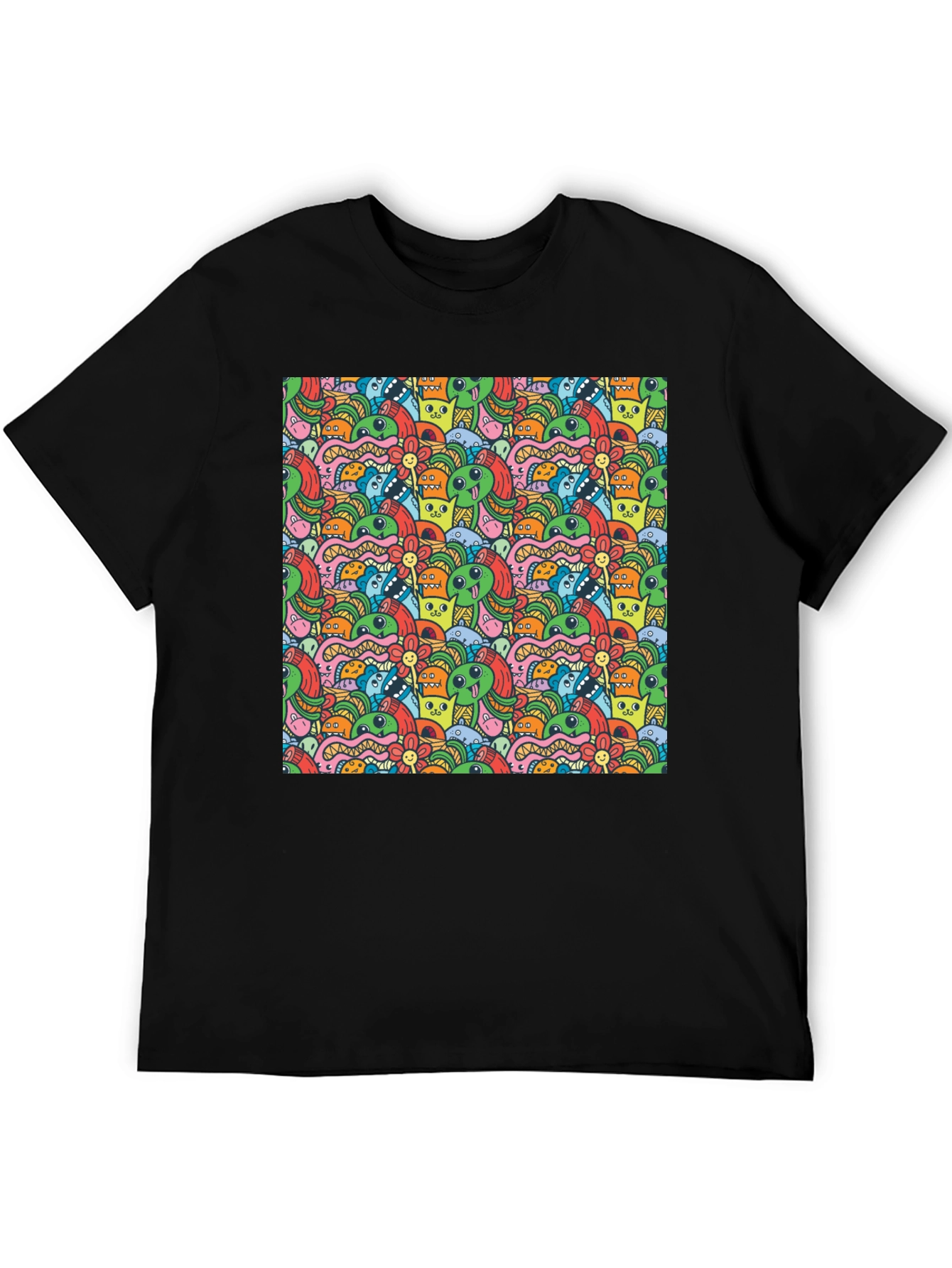 Monster Doodle Graphic Black T-Shirt