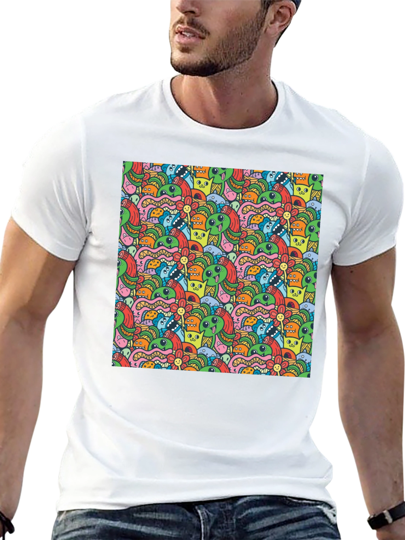 Monster Doodle Graphic Black T-Shirt