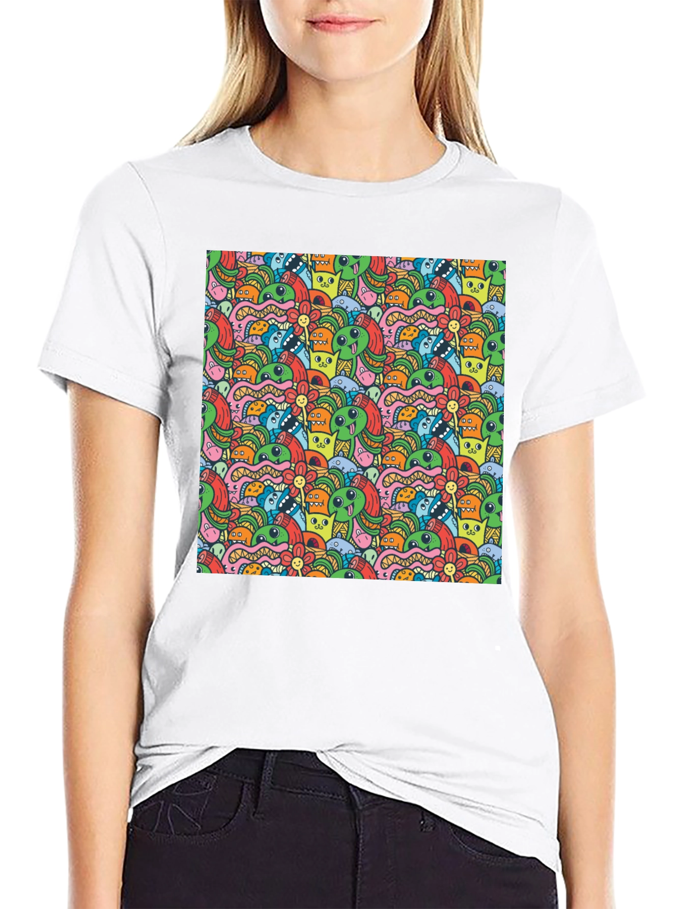 Monster Doodle Graphic Black T-Shirt