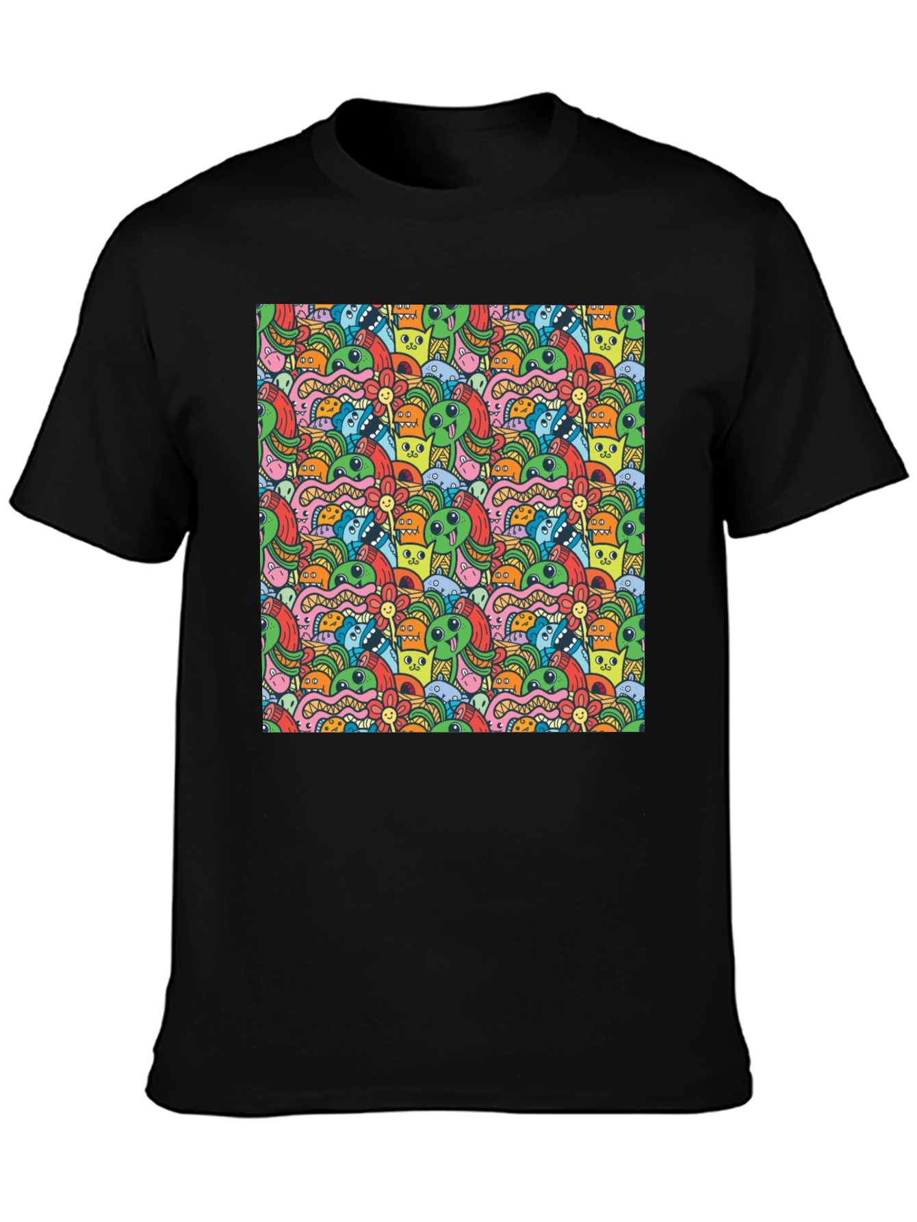 Monster Doodle Graphic Black T-Shirt
