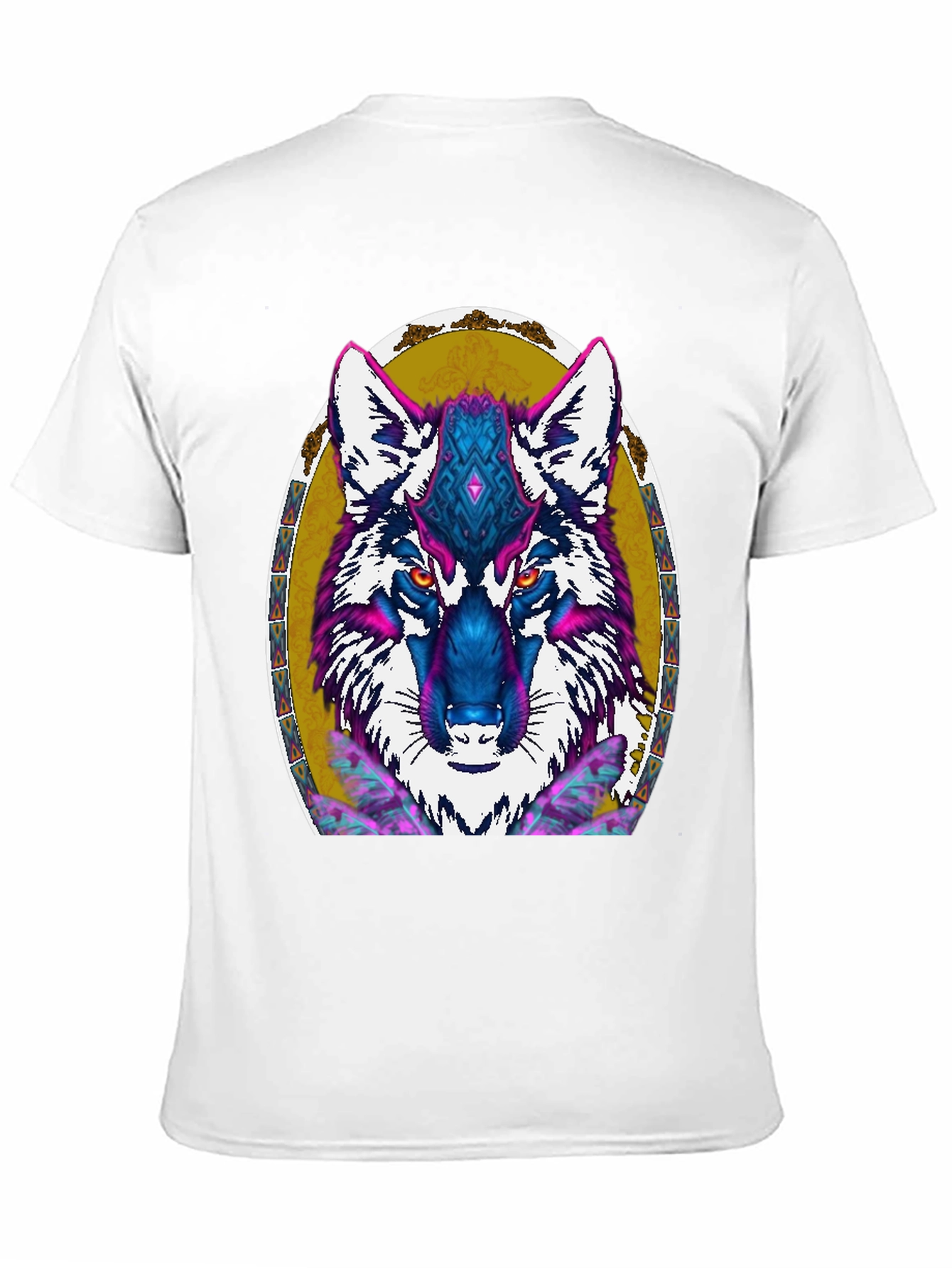 Wolf Graphic Print Tee - Tribal Art Design