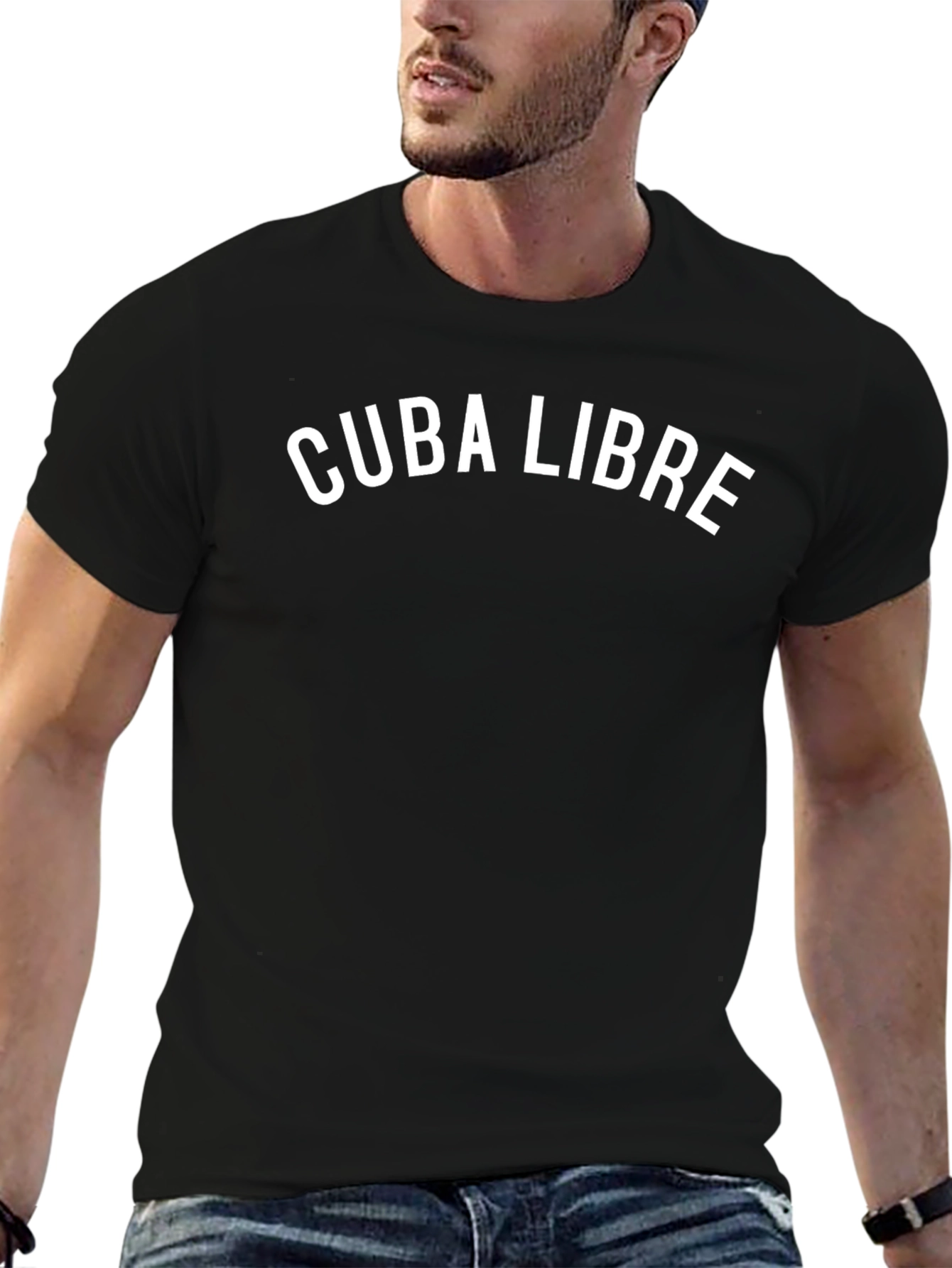 Cuba Libre Graphic Tee - Black Crew Neck T-Shirt