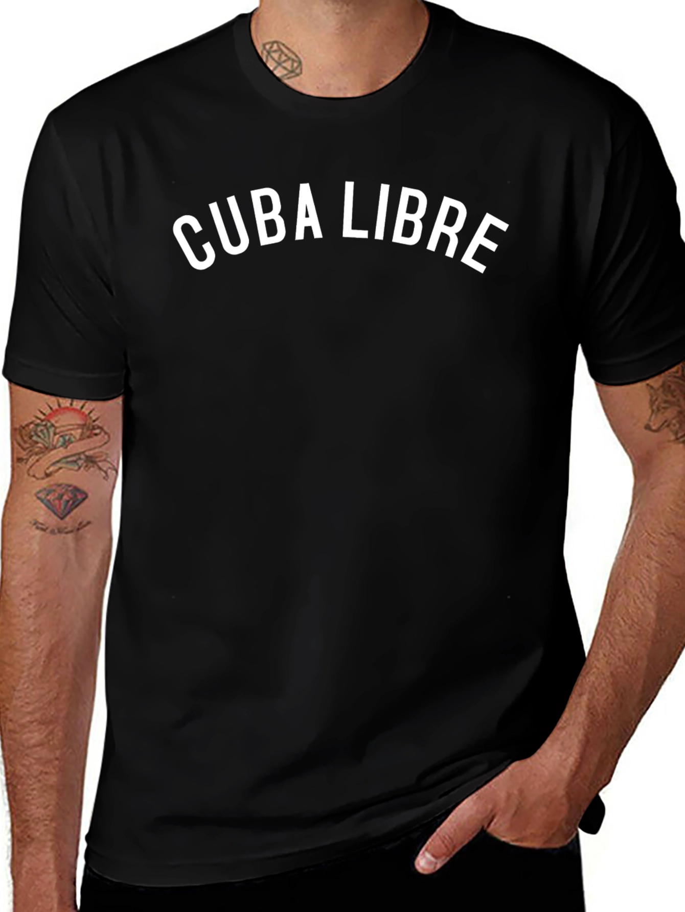 Cuba Libre Graphic Tee - Black Crew Neck T-Shirt