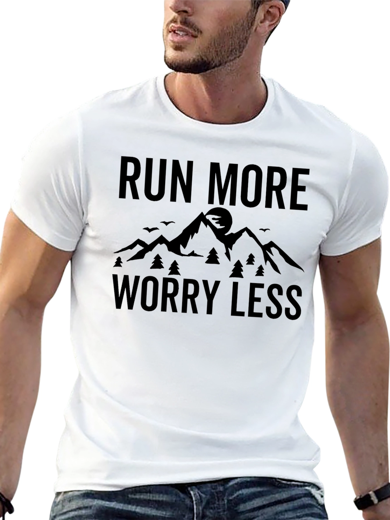 Run More Worry Less Graphic Tee