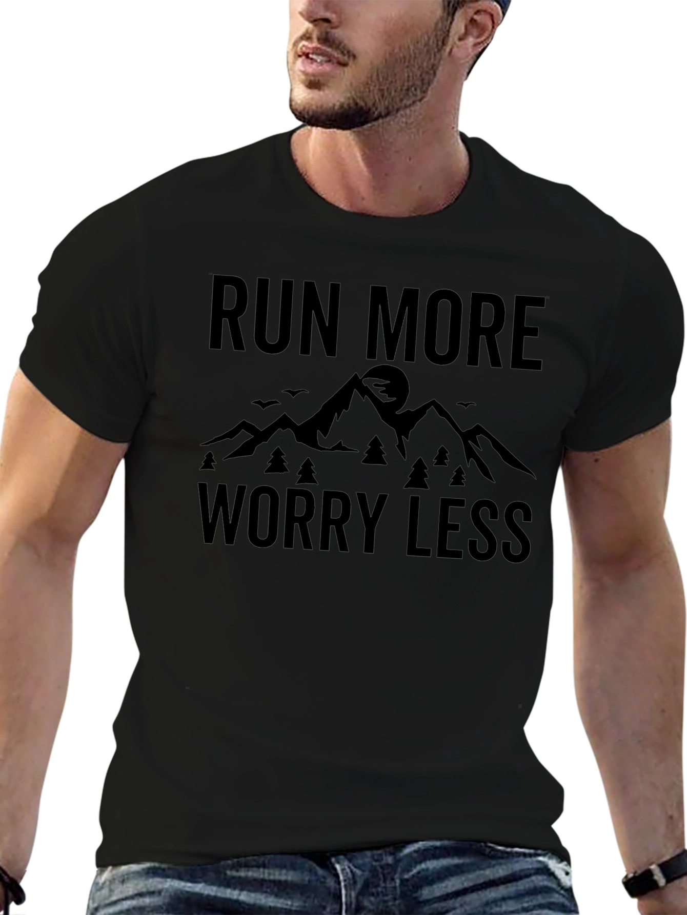 Run More Worry Less Graphic Tee