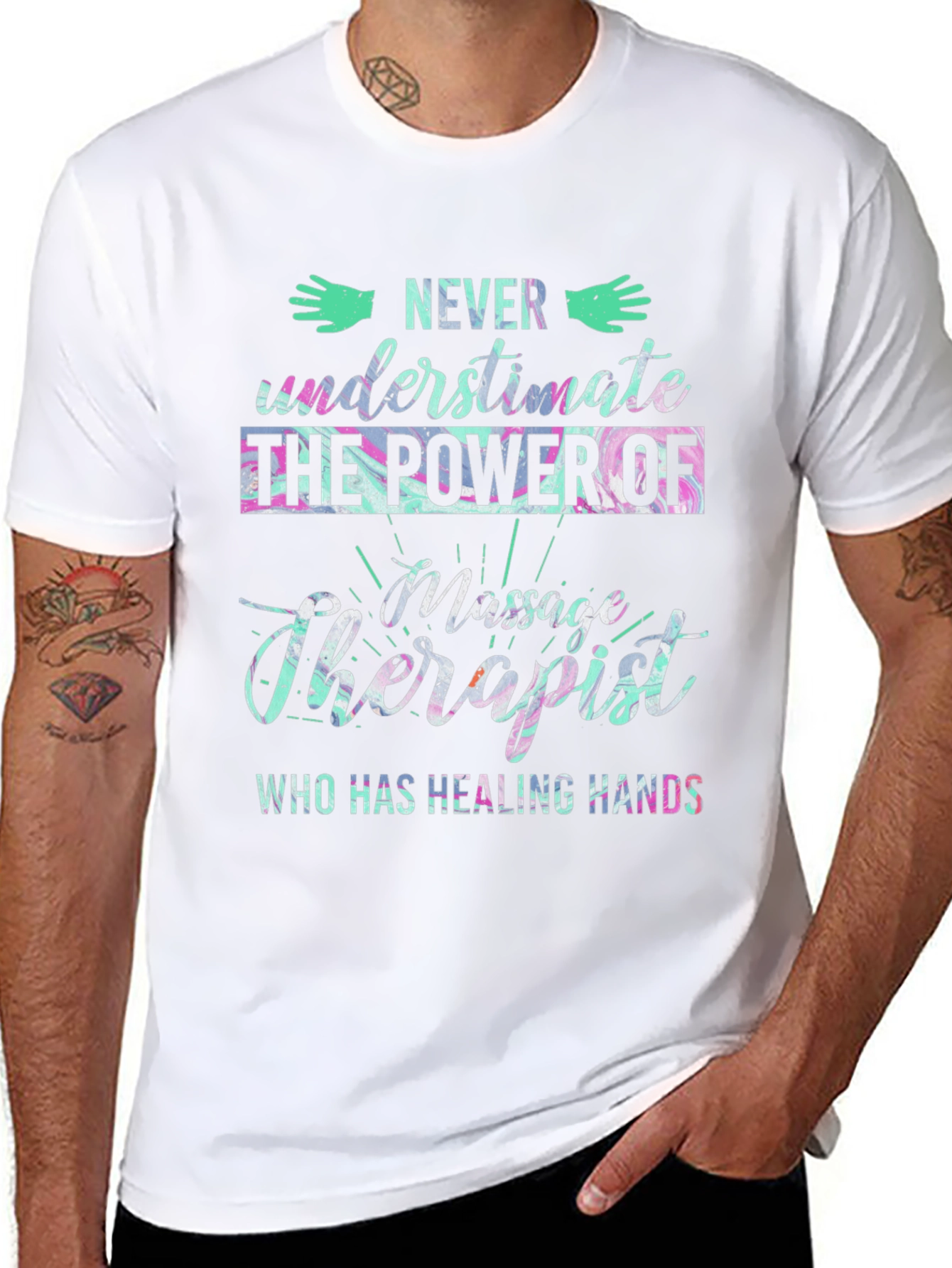 Massage Therapist Healing Hands Graphic T-Shirt