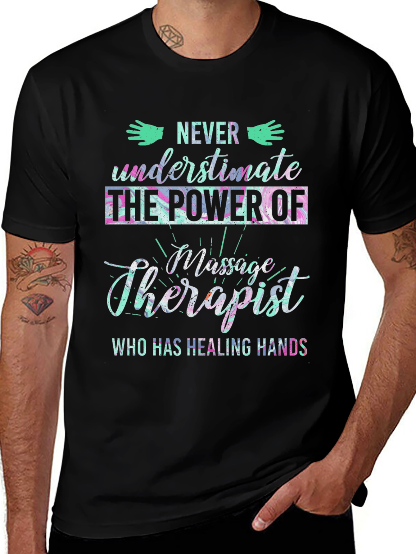 Massage Therapist Healing Hands Graphic T-Shirt