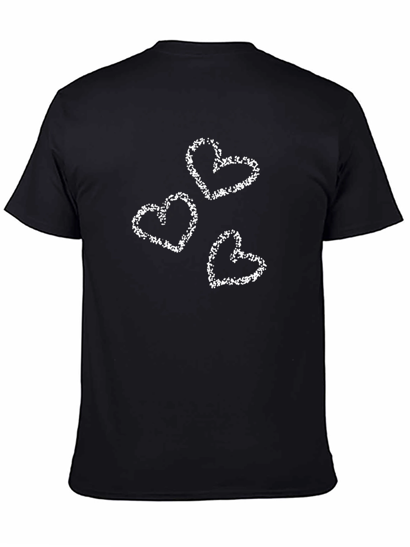Mens Black Tee with White Hearts Print