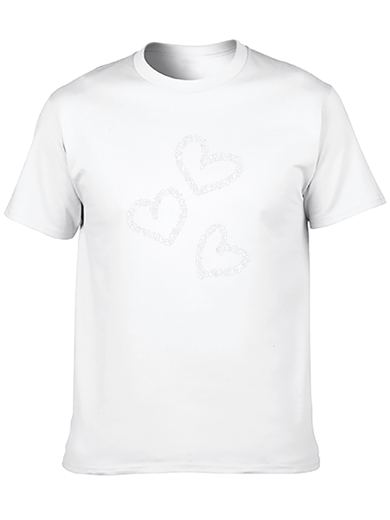 Mens Black Tee with White Hearts Print