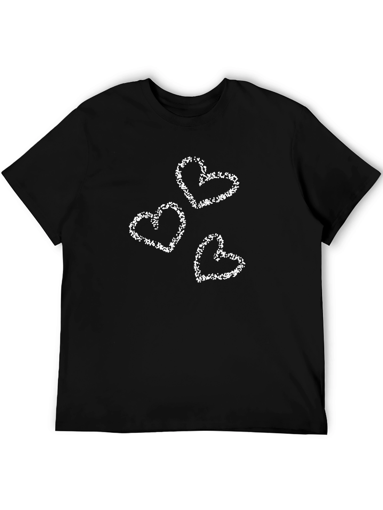Mens Black Tee with White Hearts Print