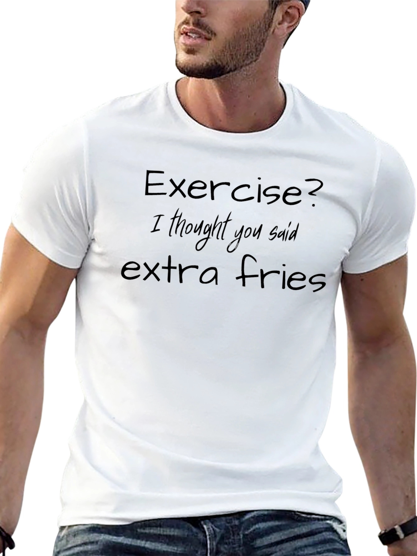Exercise? Extra Fries Mens T-Shirt