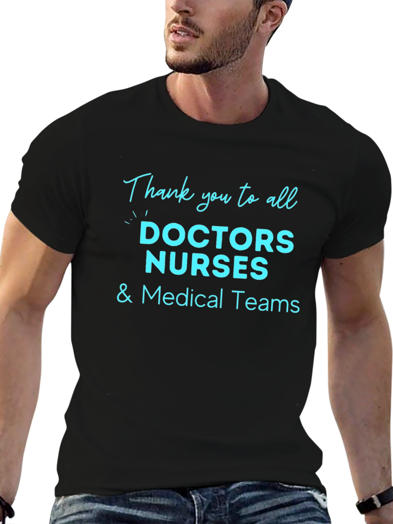 Thank You Medical Staff Black T-Shirt