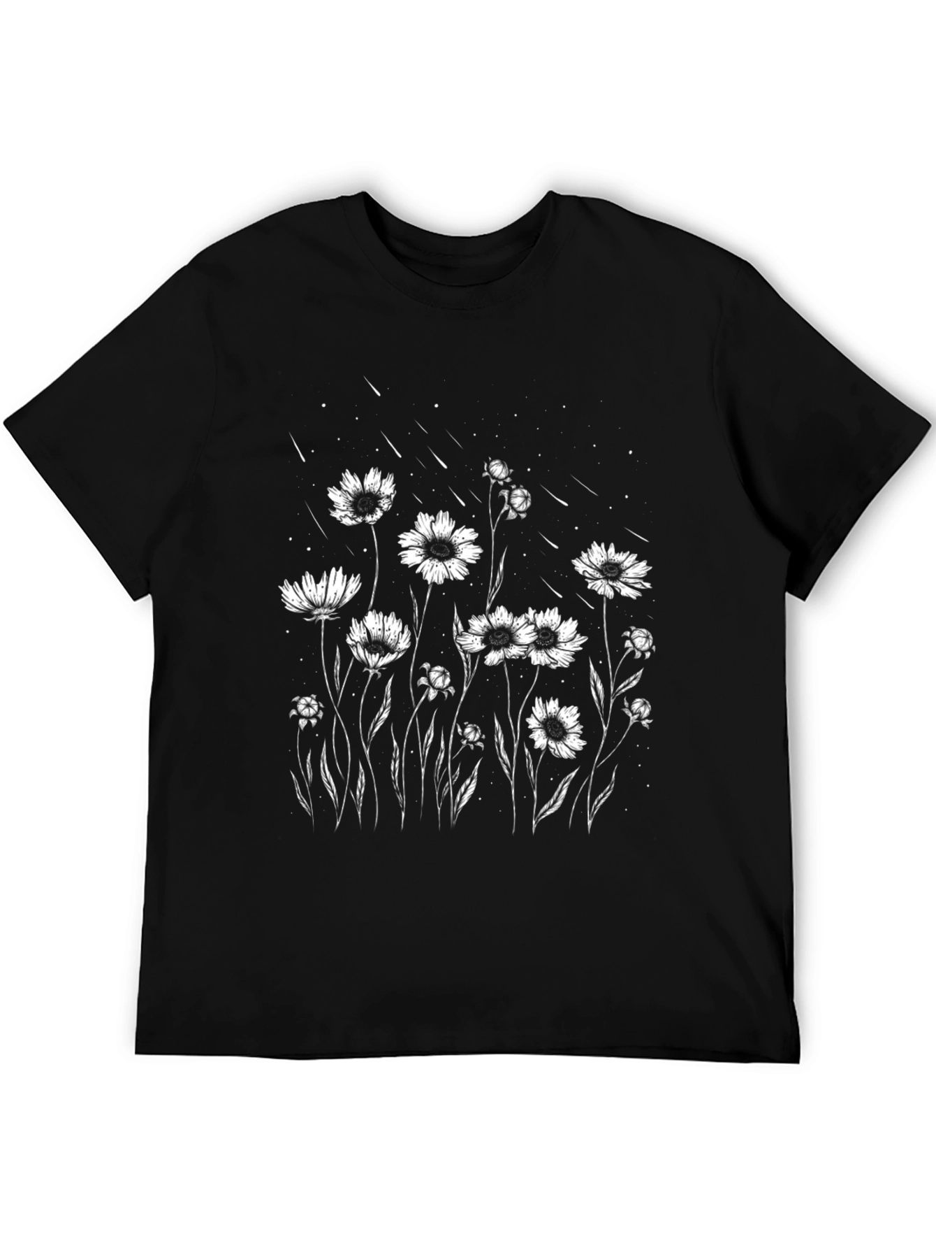 Floral Graphic Tee - Black Casual T-Shirt