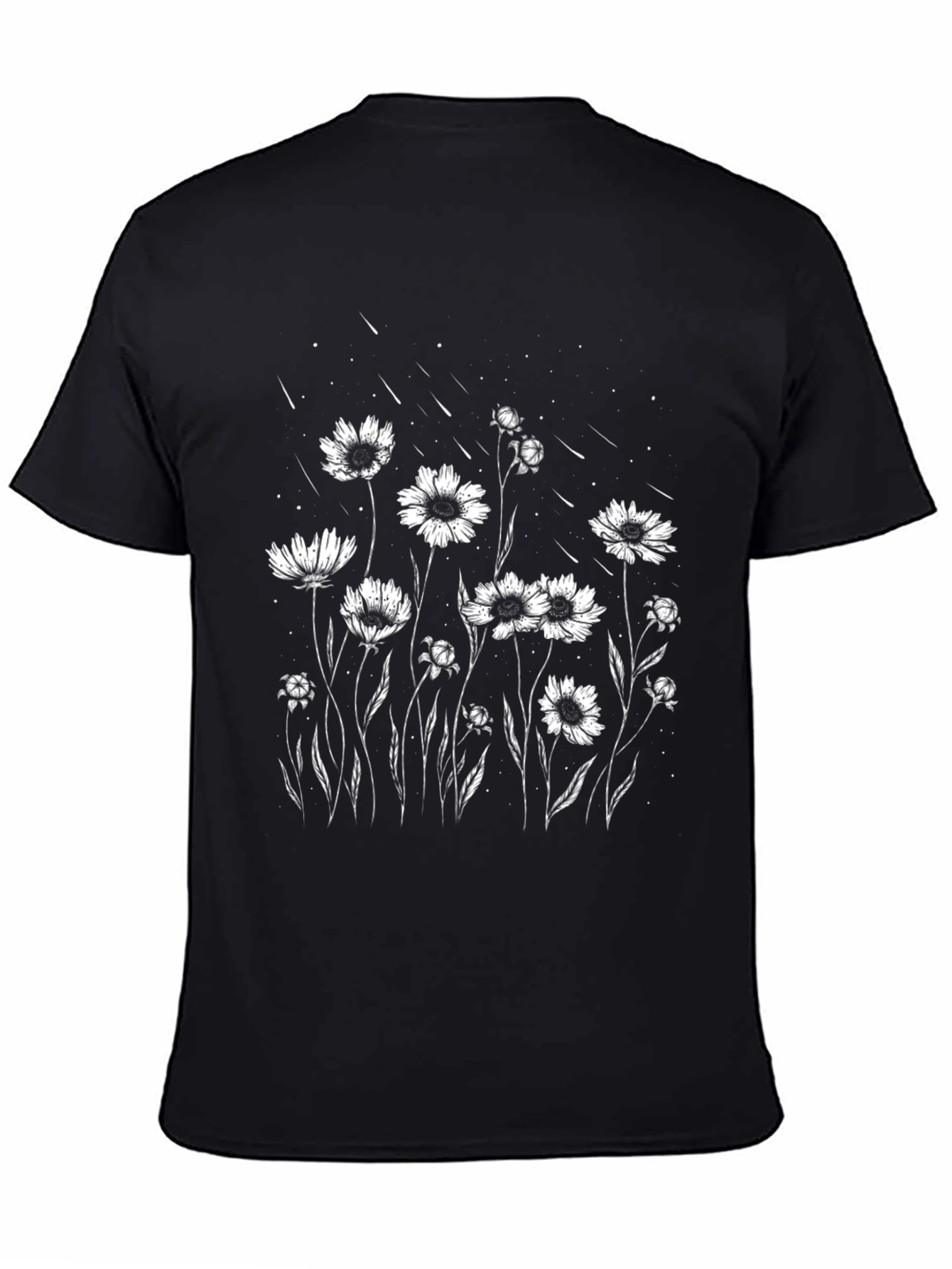 Floral Graphic Tee - Black Casual T-Shirt