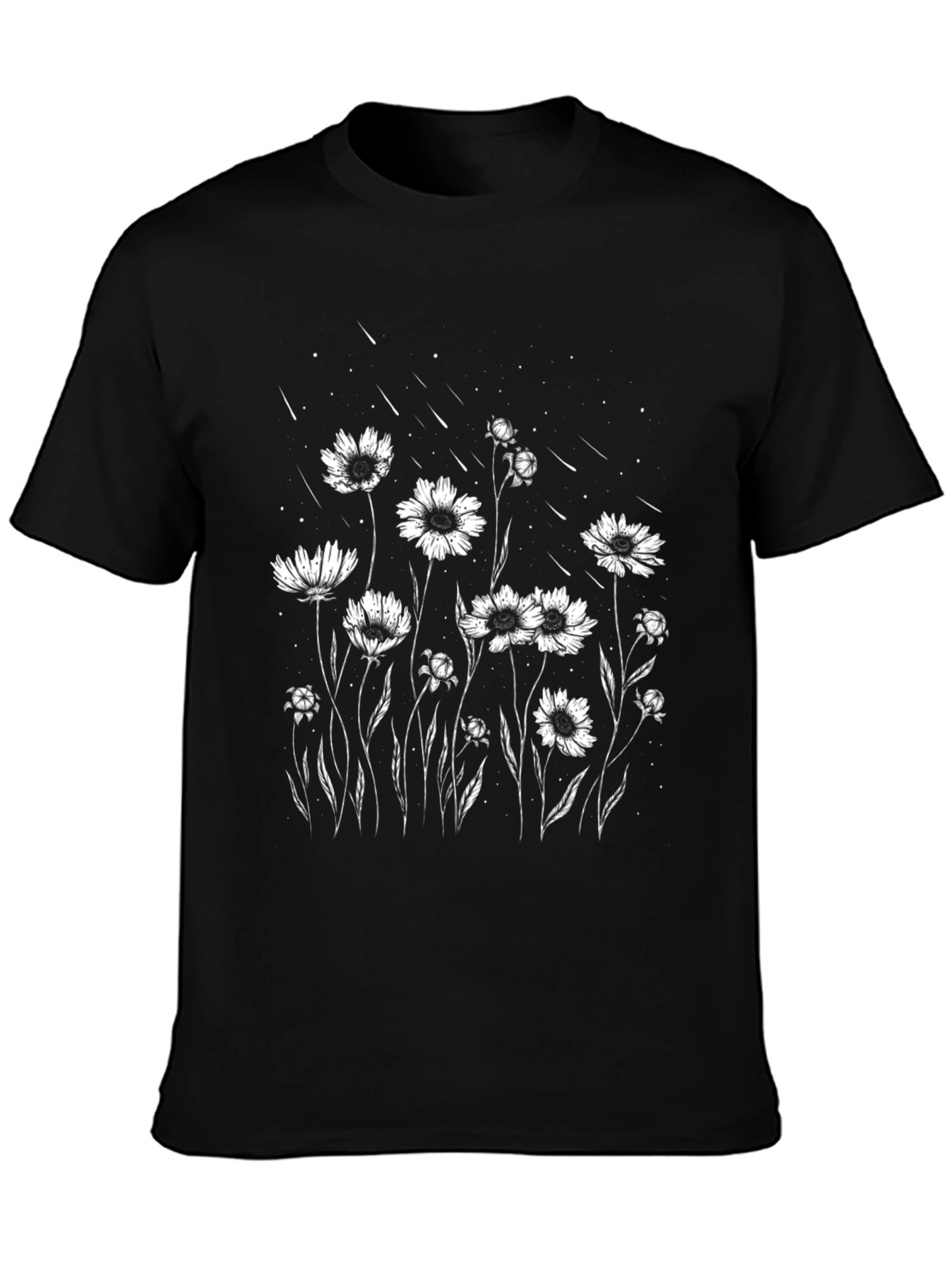 Floral Graphic Tee - Black Casual T-Shirt