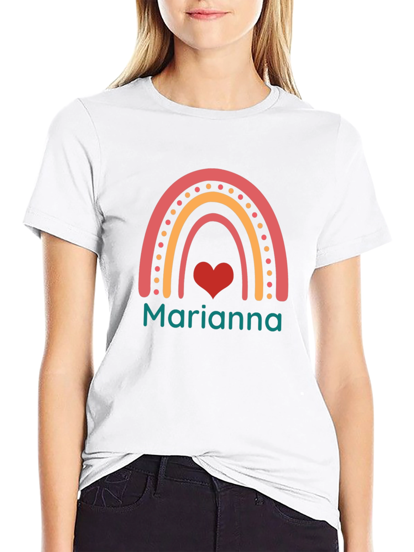 Marianna Rainbow Heart T-Shirt - Soft Cotton Tee