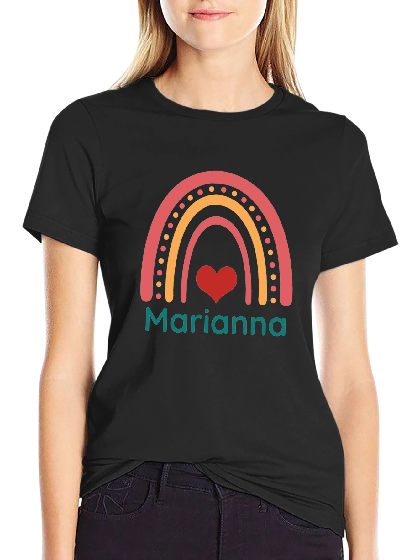 Marianna Rainbow Heart T-Shirt - Soft Cotton Tee