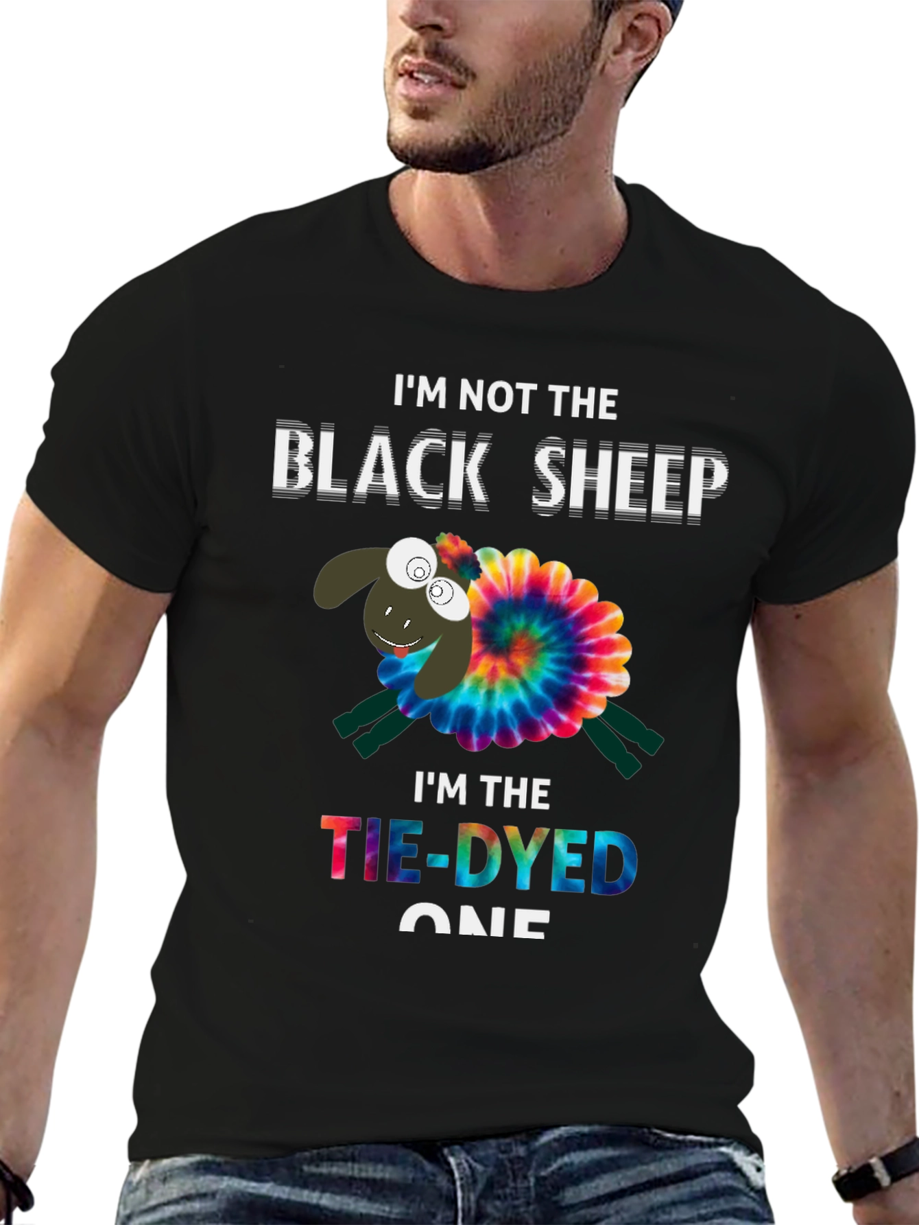 Tie-Dyed Sheep Graphic Tee - Unique & Fun T-Shirt