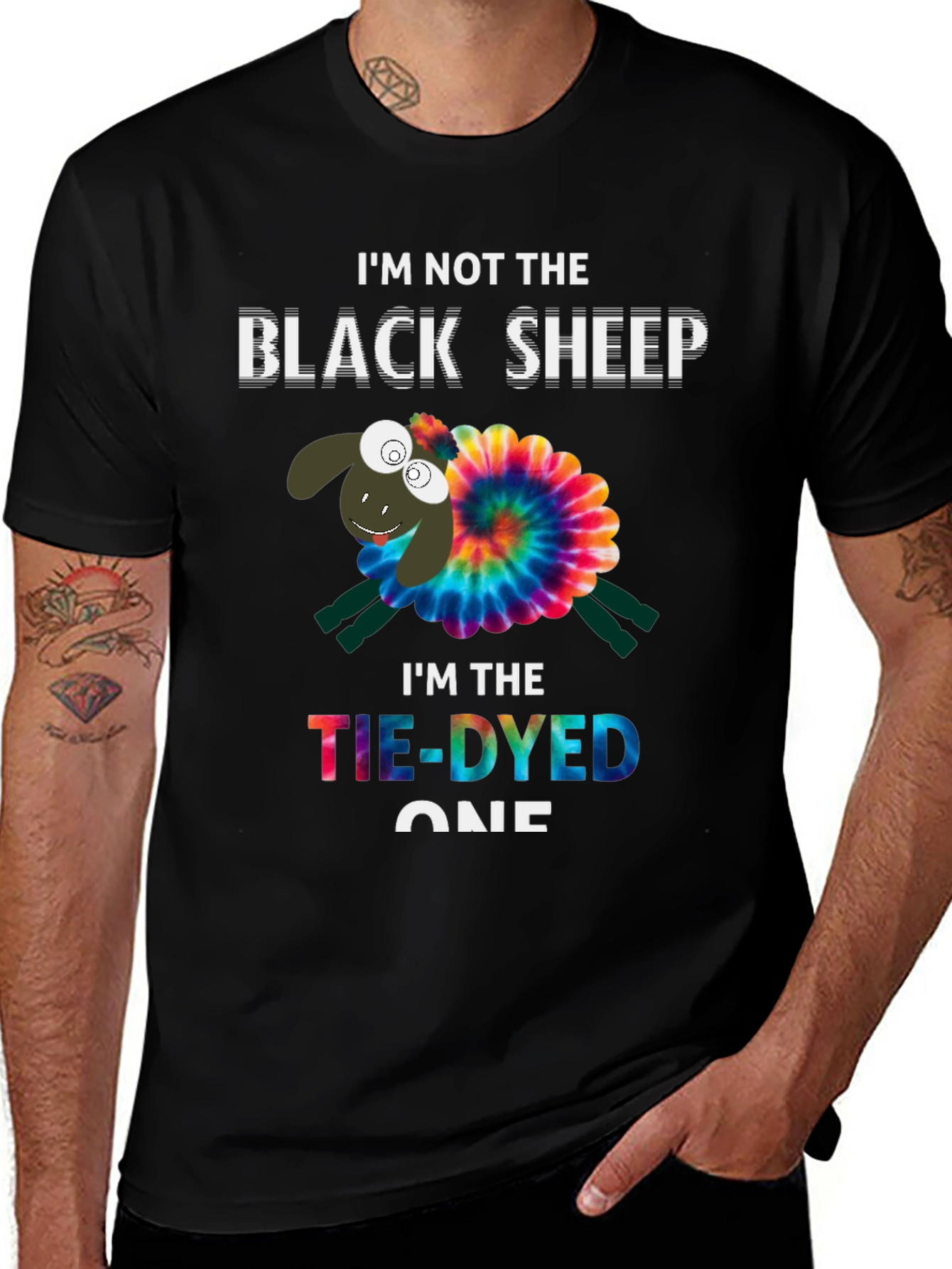 Tie-Dyed Sheep Graphic Tee - Unique & Fun T-Shirt