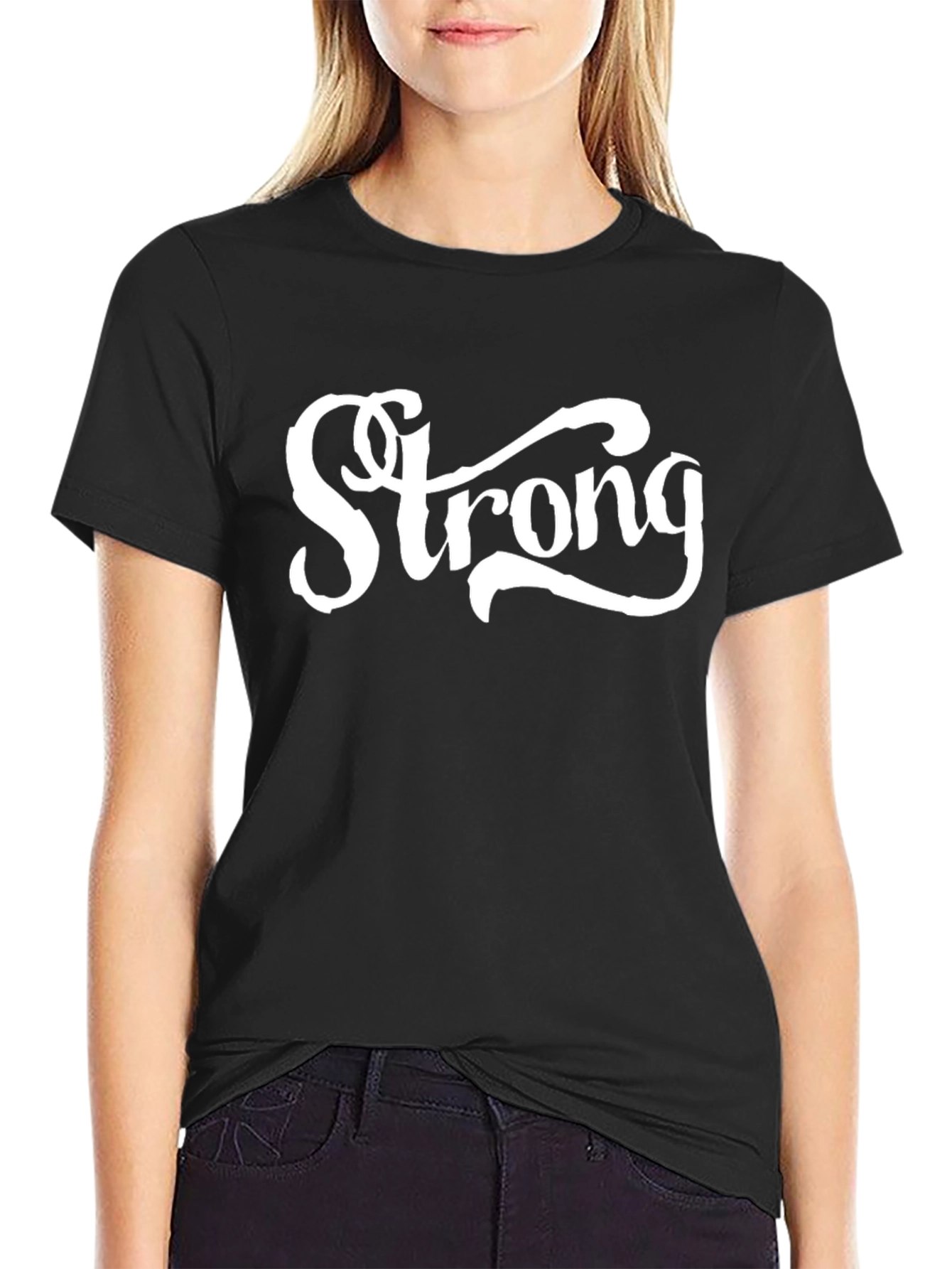 Strong Graphic Print Black T-Shirt