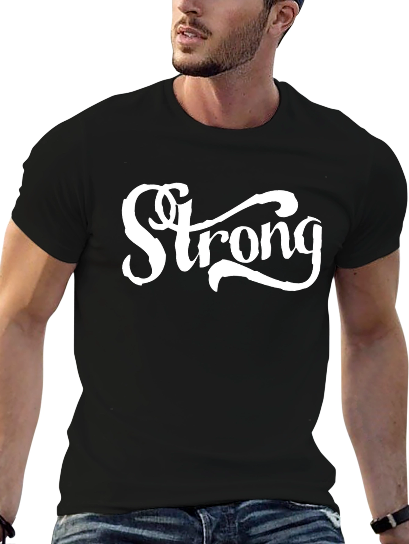 Strong Graphic Print Black T-Shirt