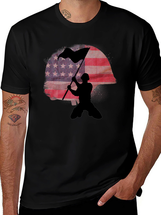 American Flag Soldier Graphic T-Shirt