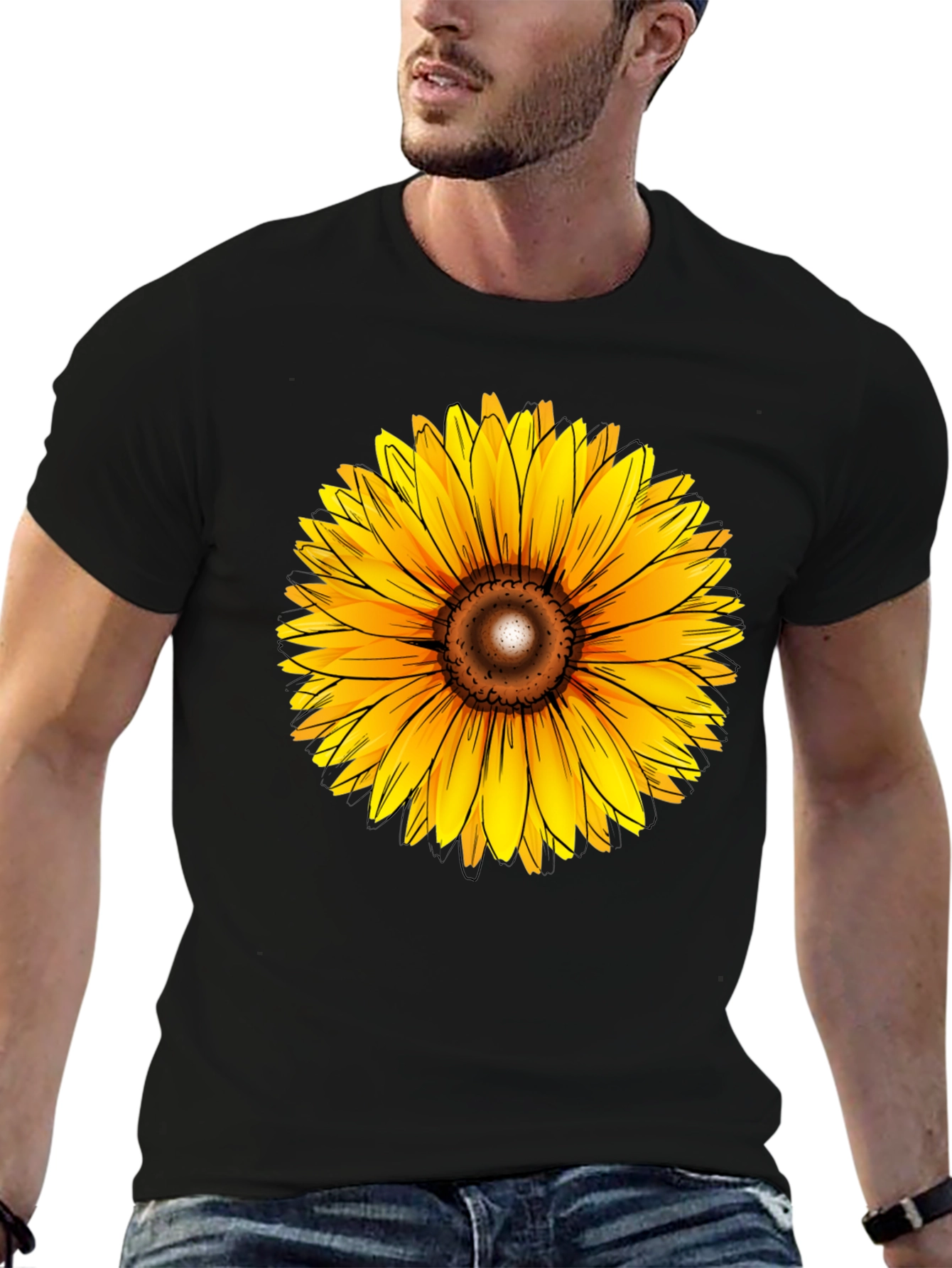 Sunflower Graphic Black T-Shirt