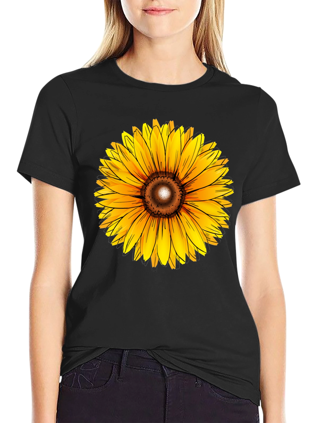 Sunflower Graphic Black T-Shirt