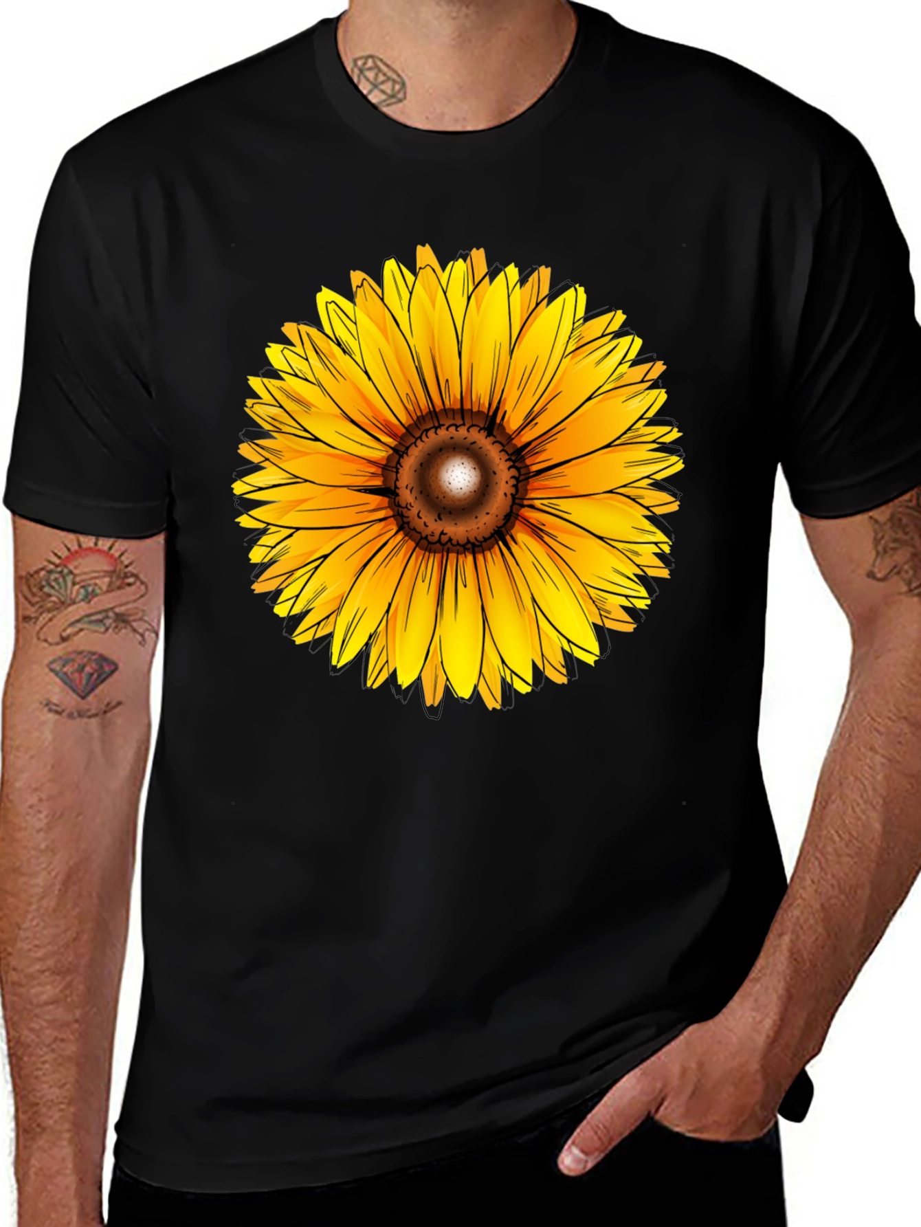 Sunflower Graphic Black T-Shirt