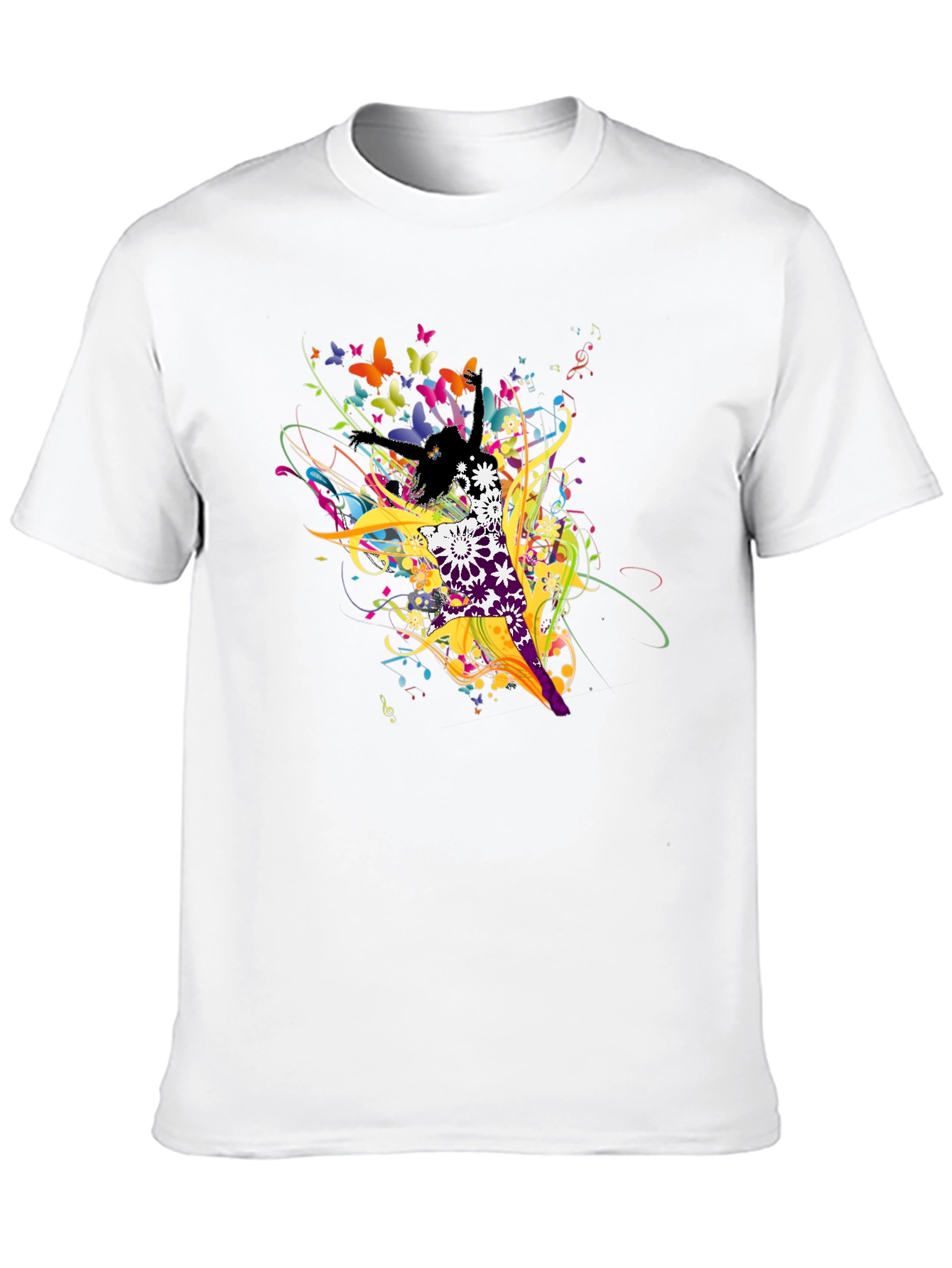 Abstract Butterfly & Dancer Black T-Shirt