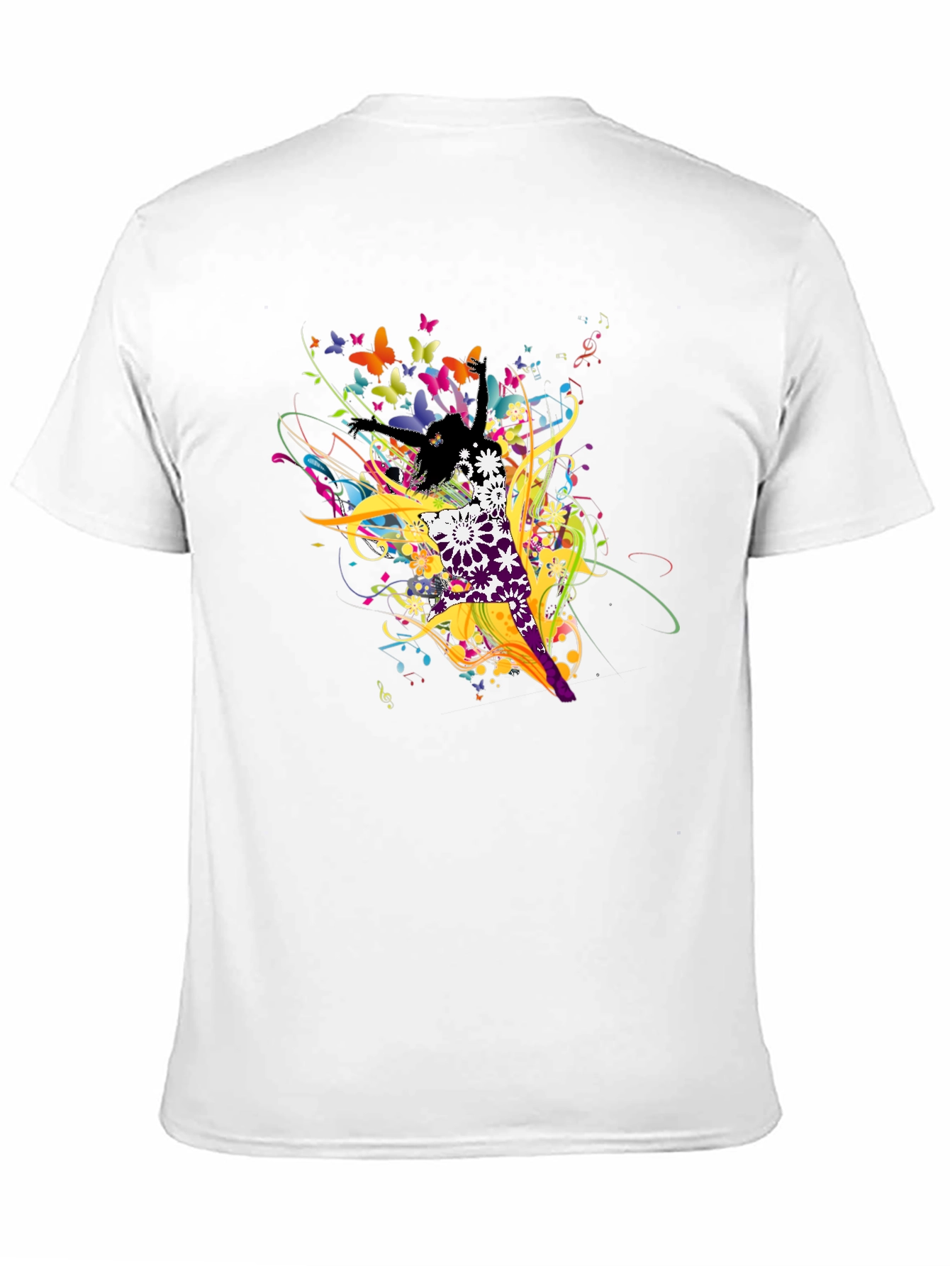 Abstract Butterfly & Dancer Black T-Shirt