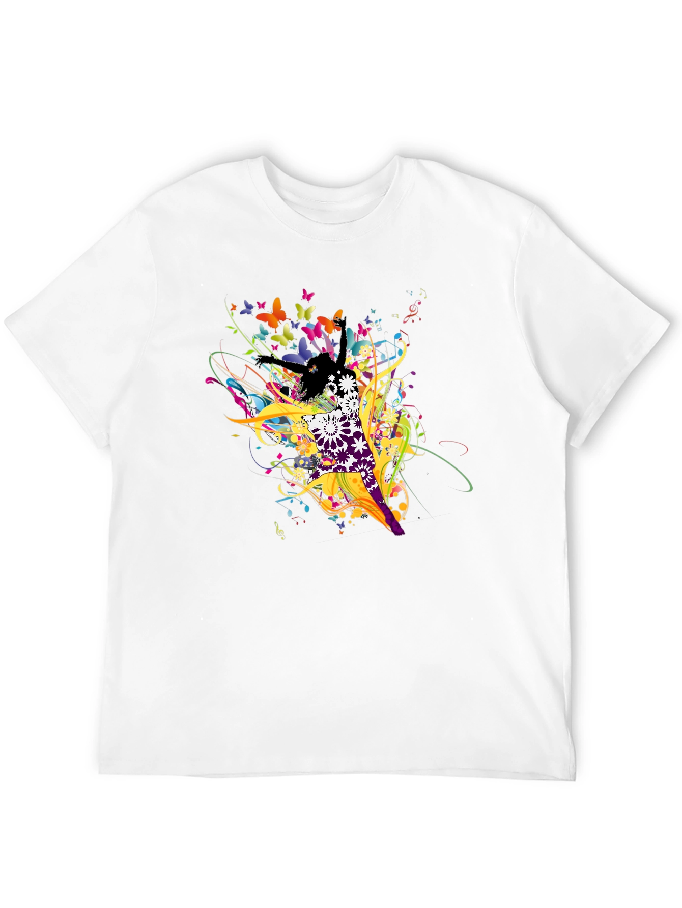 Abstract Butterfly & Dancer Black T-Shirt