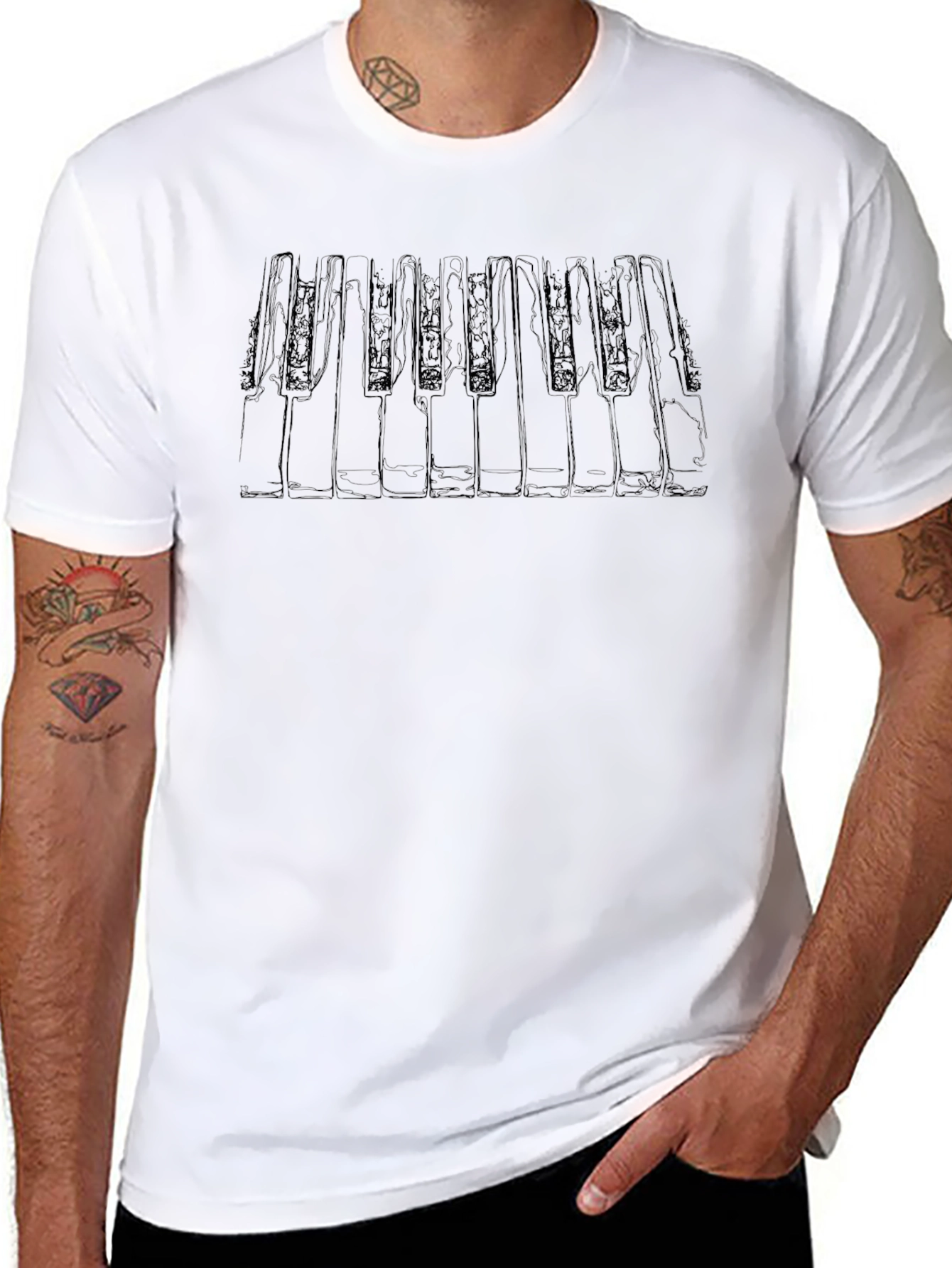 Piano Keys Graphic Tee - Musicians Black T-Shirt