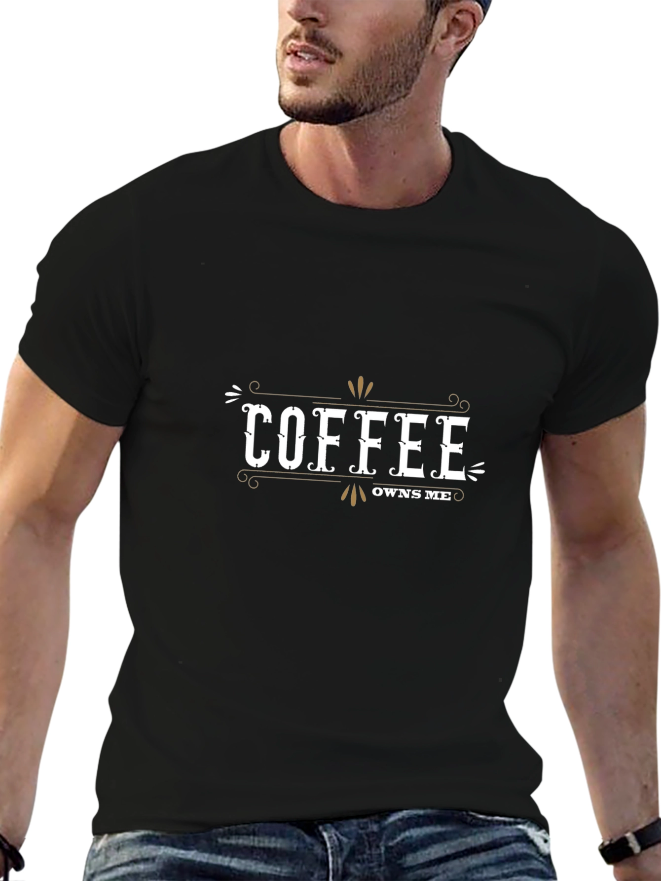 Coffee Owns Me T-Shirt - Black Casual Tee
