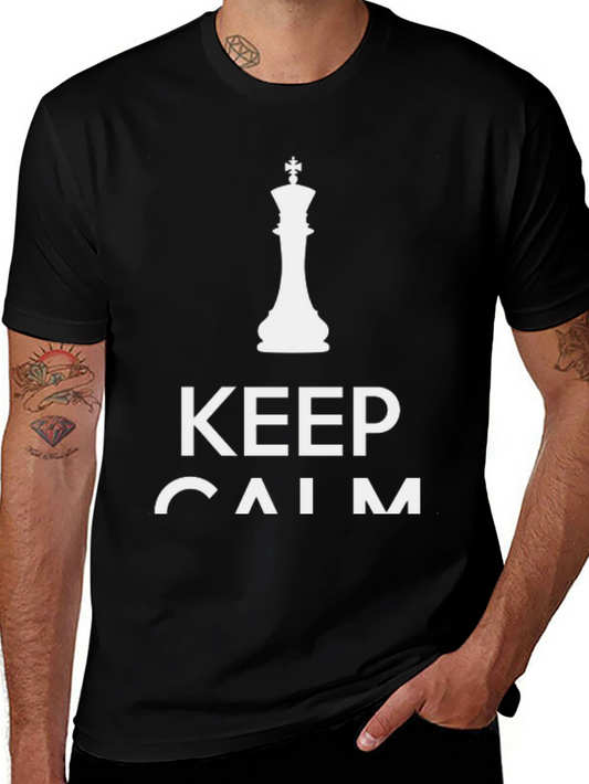 Keep Calm Chess King T-Shirt - Mens Black Cotton Tee