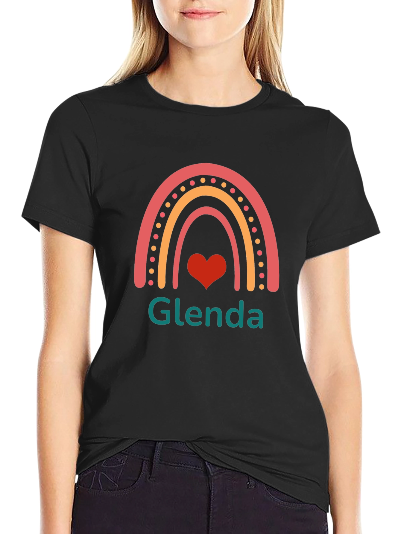 Glenda Rainbow Heart Graphic T-Shirt