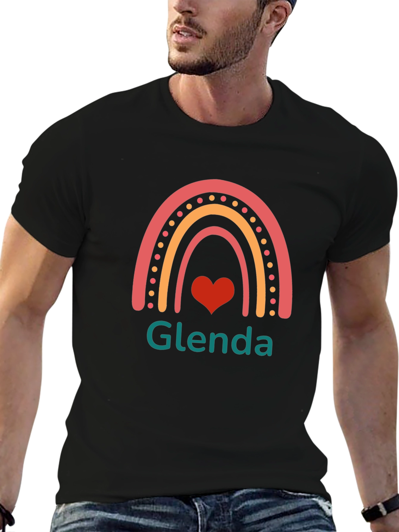 Glenda Rainbow Heart Graphic T-Shirt