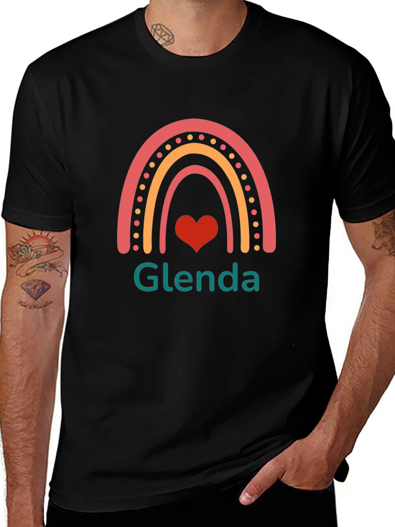 Glenda Rainbow Heart Graphic T-Shirt