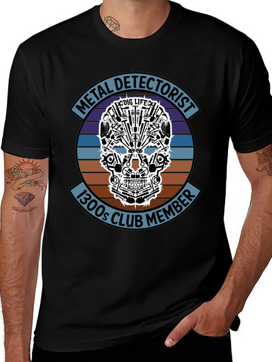 Metal Detectorist Skull Graphic Tee - 1300s Club Member