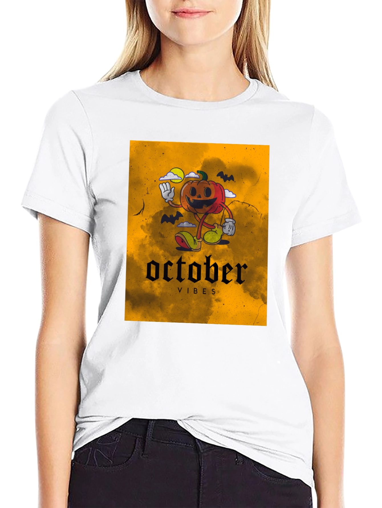 October Vibes Pumpkin Graphic T-Shirt