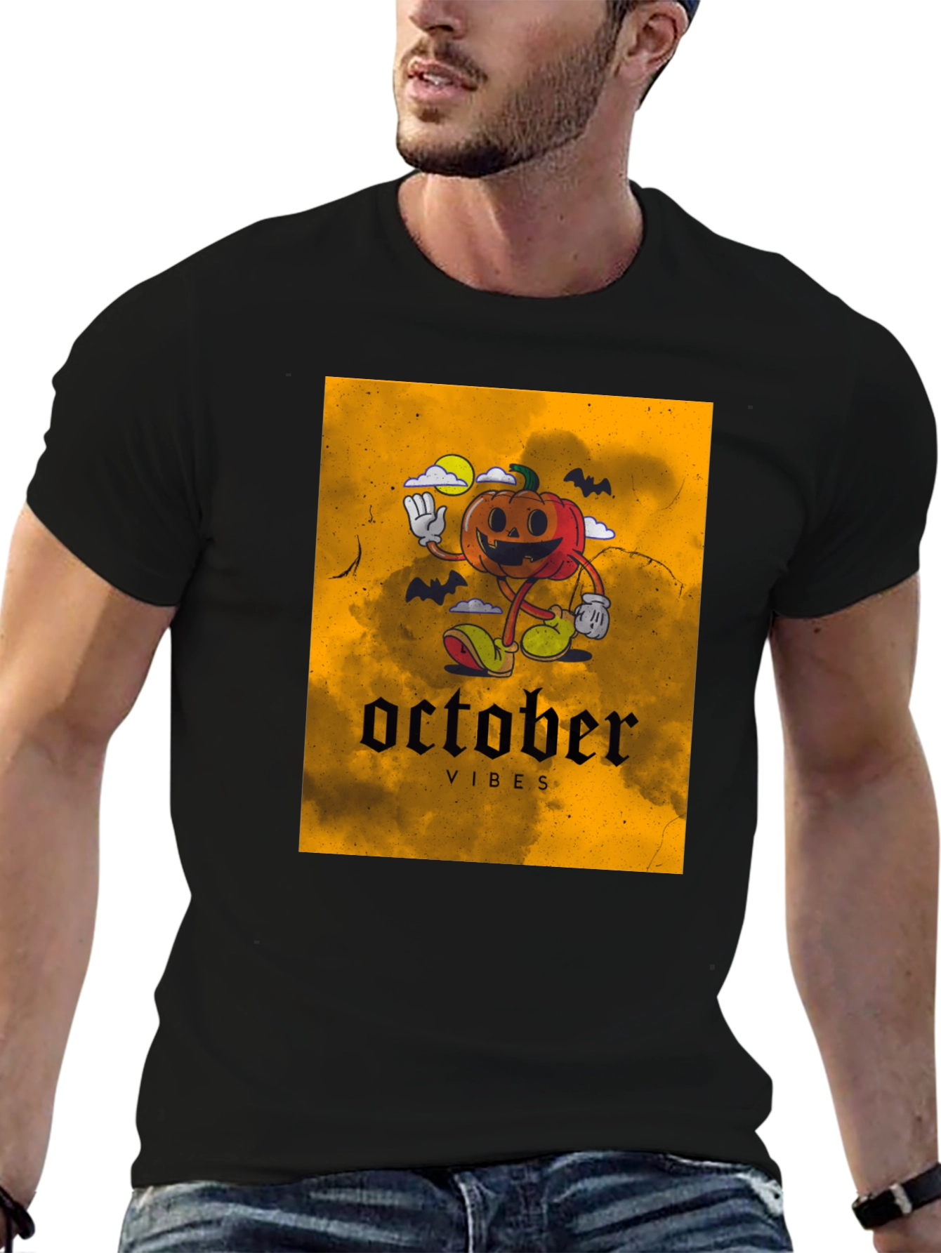 October Vibes Pumpkin Graphic T-Shirt