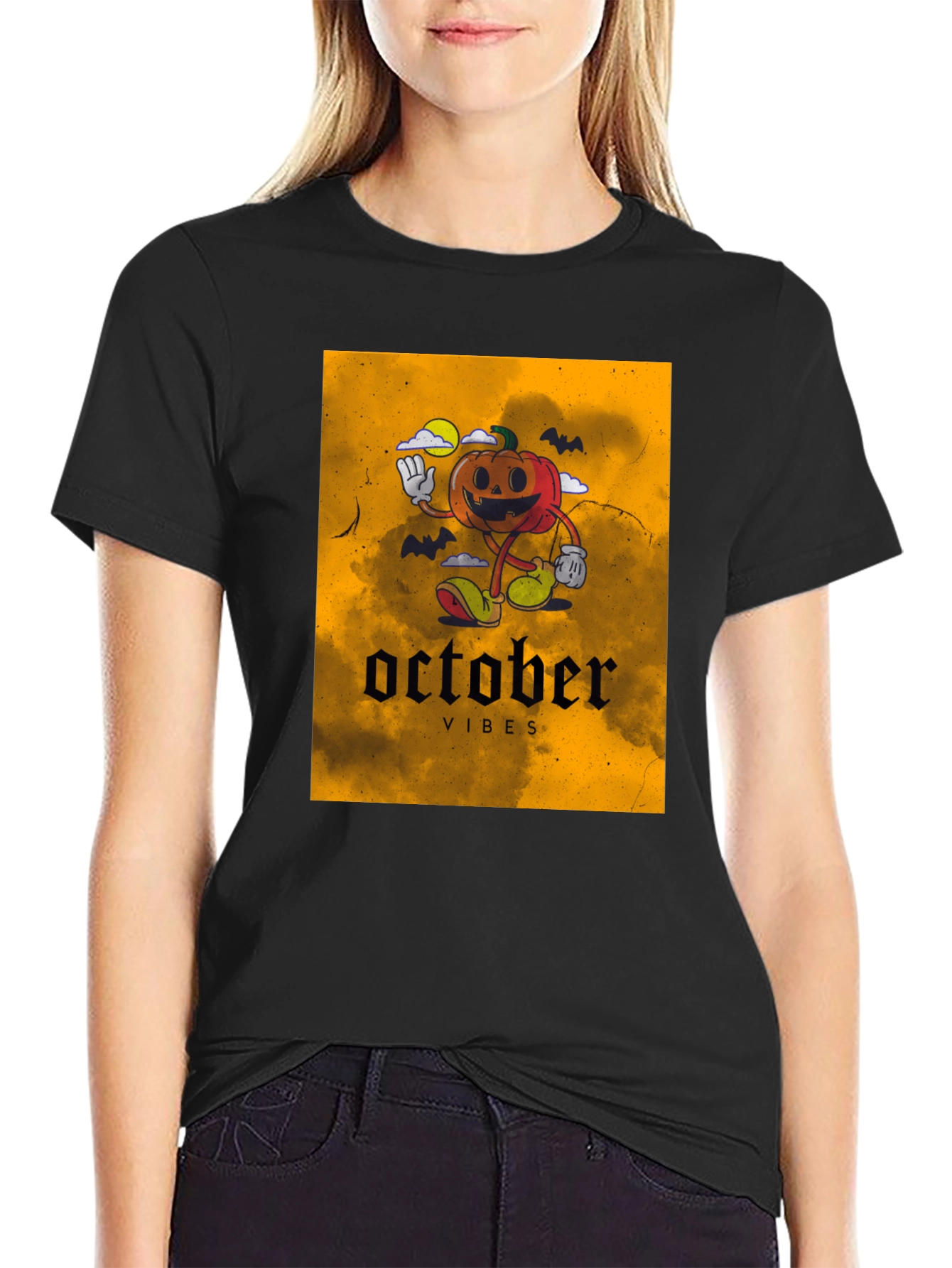 October Vibes Pumpkin Graphic T-Shirt